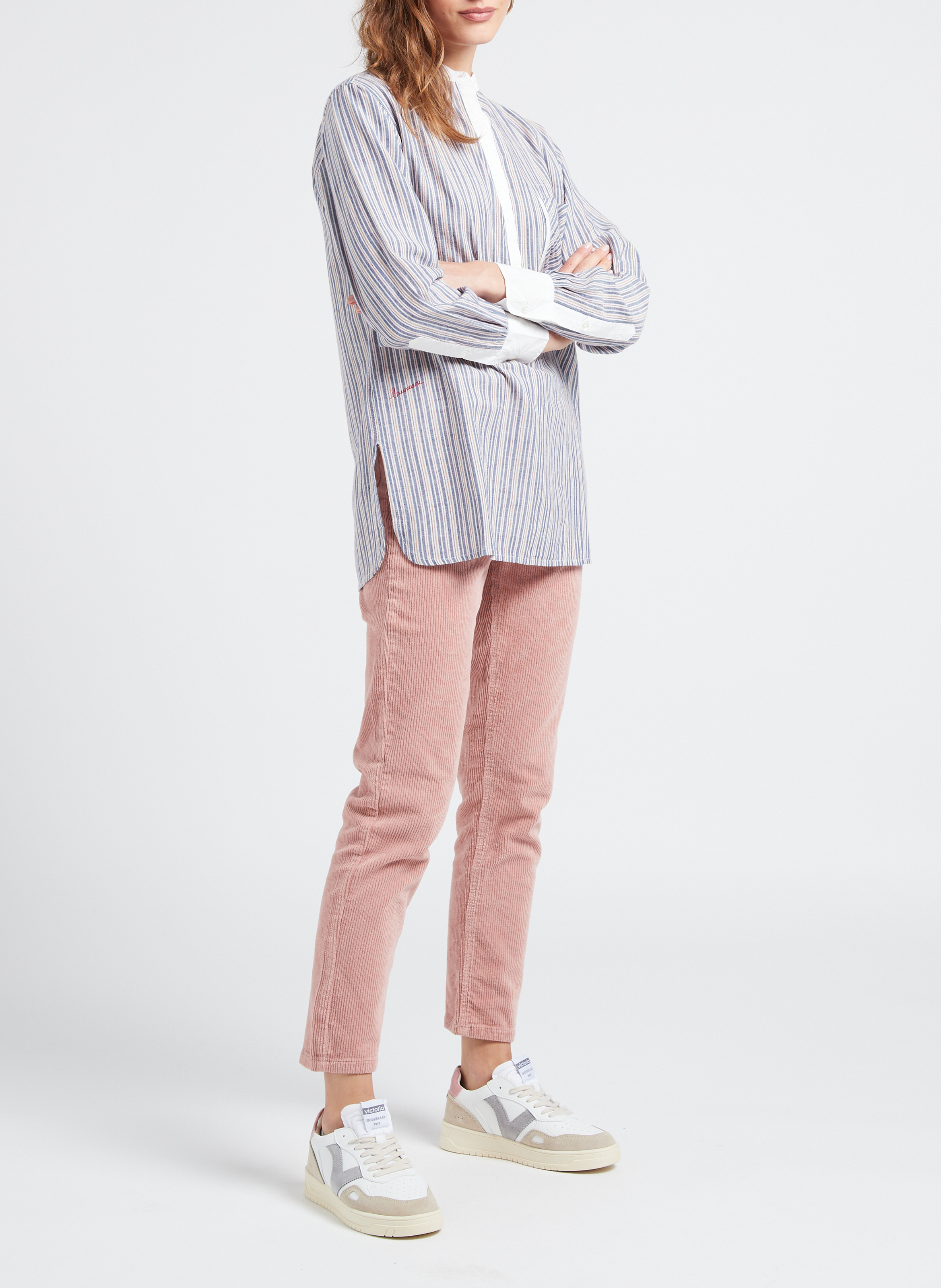 Weite Baumwollbluse mit Mao-Kragen LAURENCE BRAS Blau