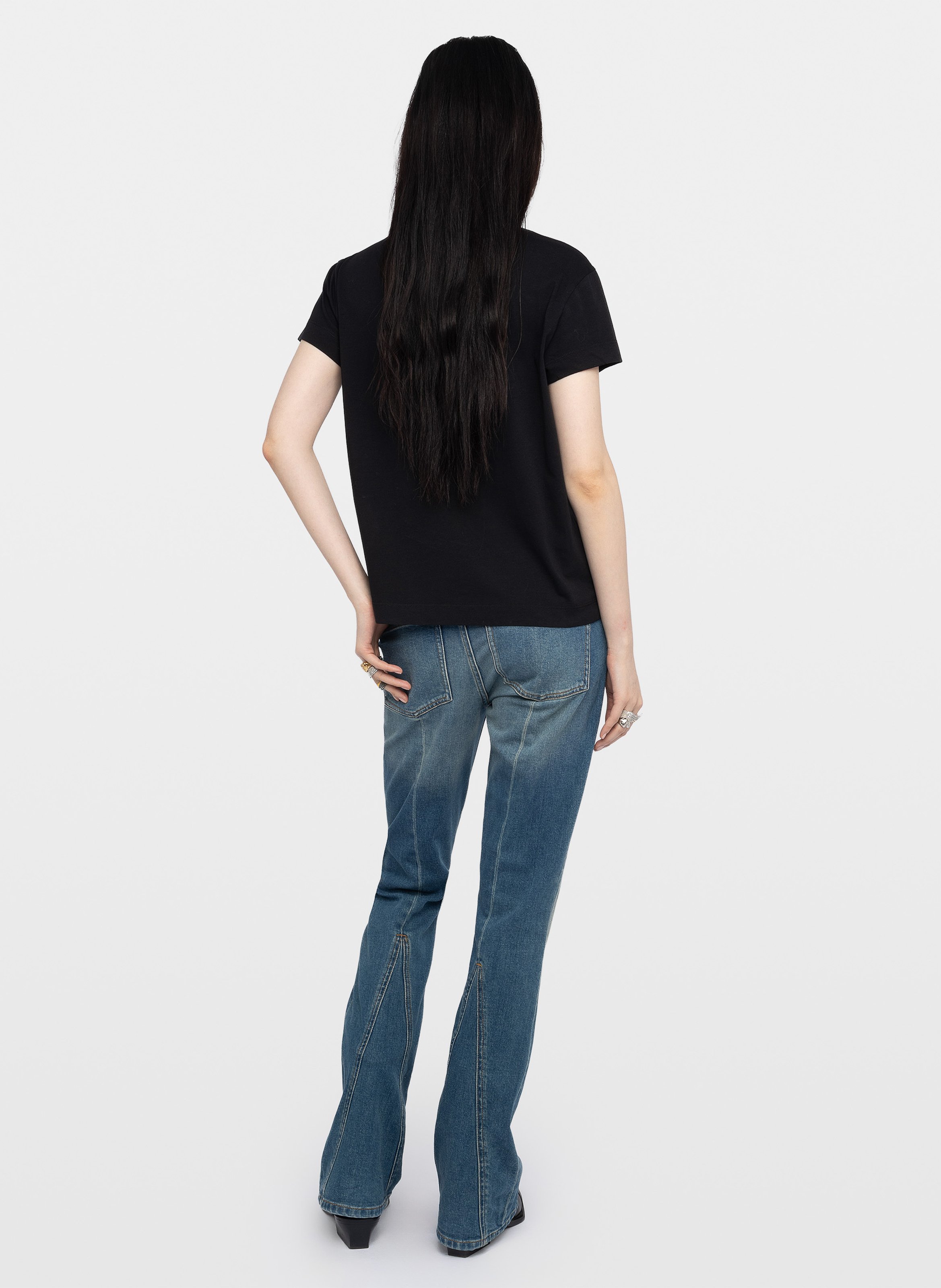 Tee-shirt droit col rond en coton ZADIG&VOLTAIRE Noir