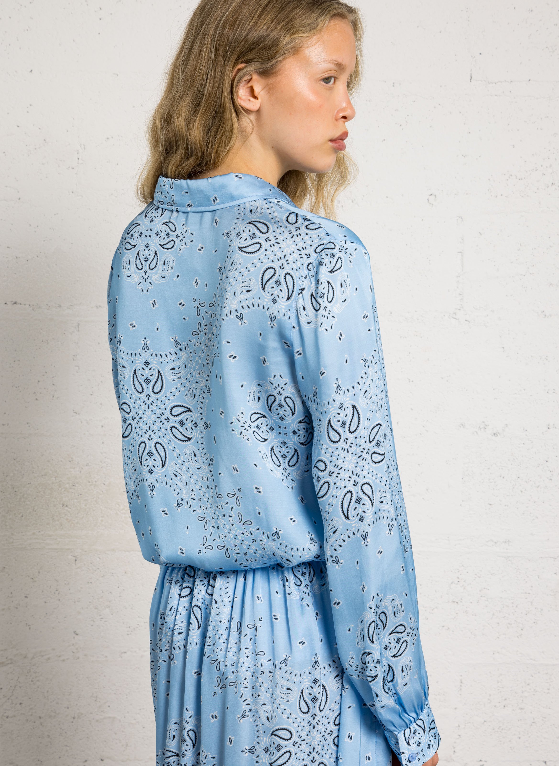 Chemise droite col classique imprimée BERENICE Bleu