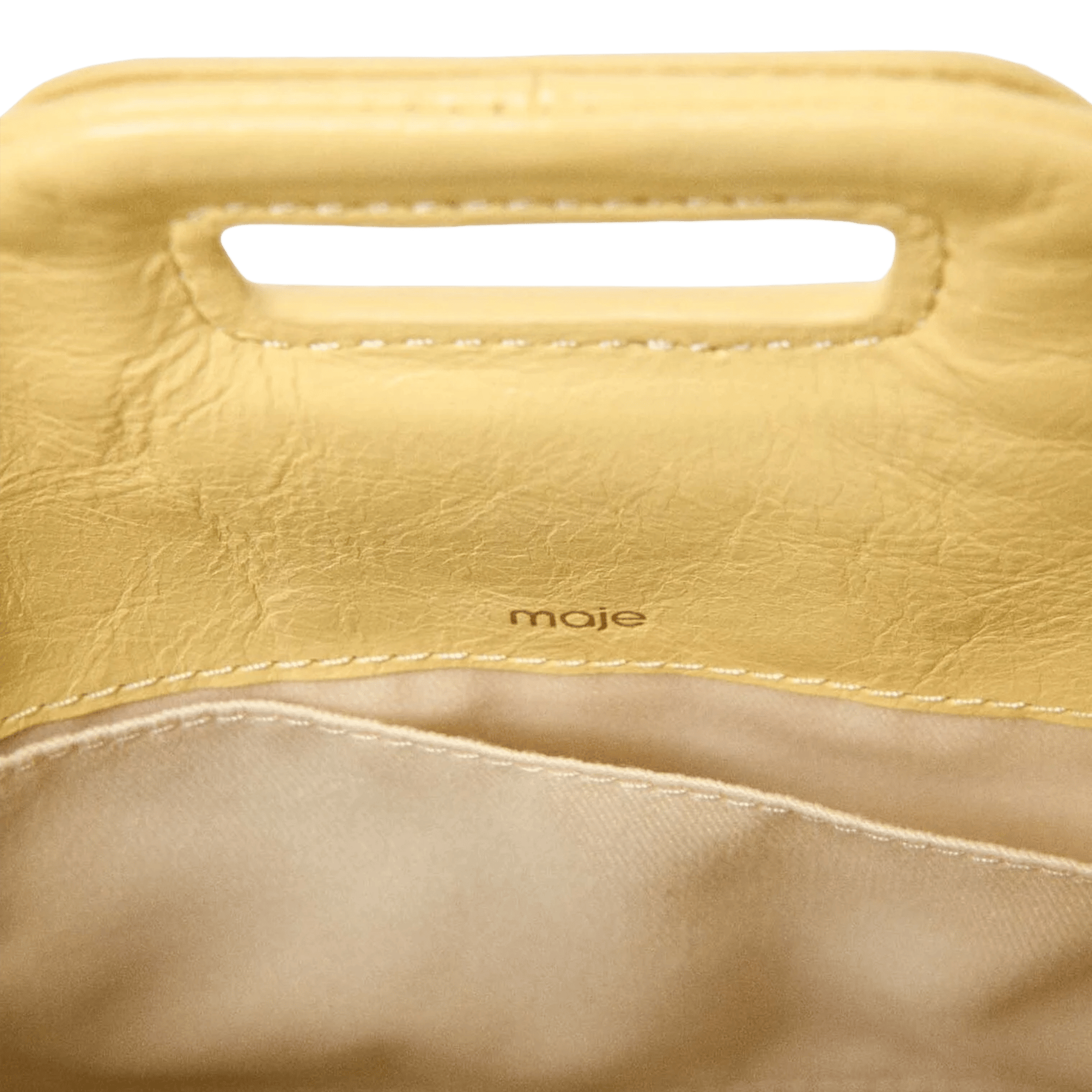 Sac bandoulière à franges en cuir craquelé MAJE Jaune