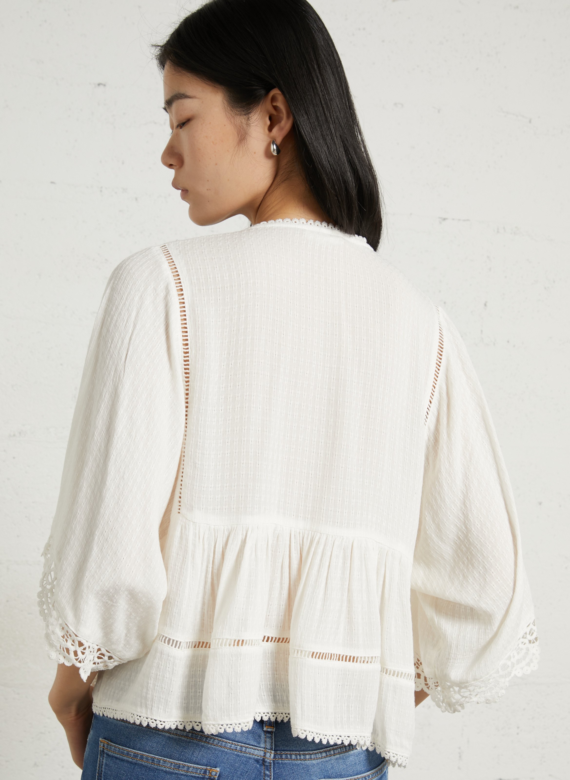 Blouse col V brodée LOUISE MISHA Blanc