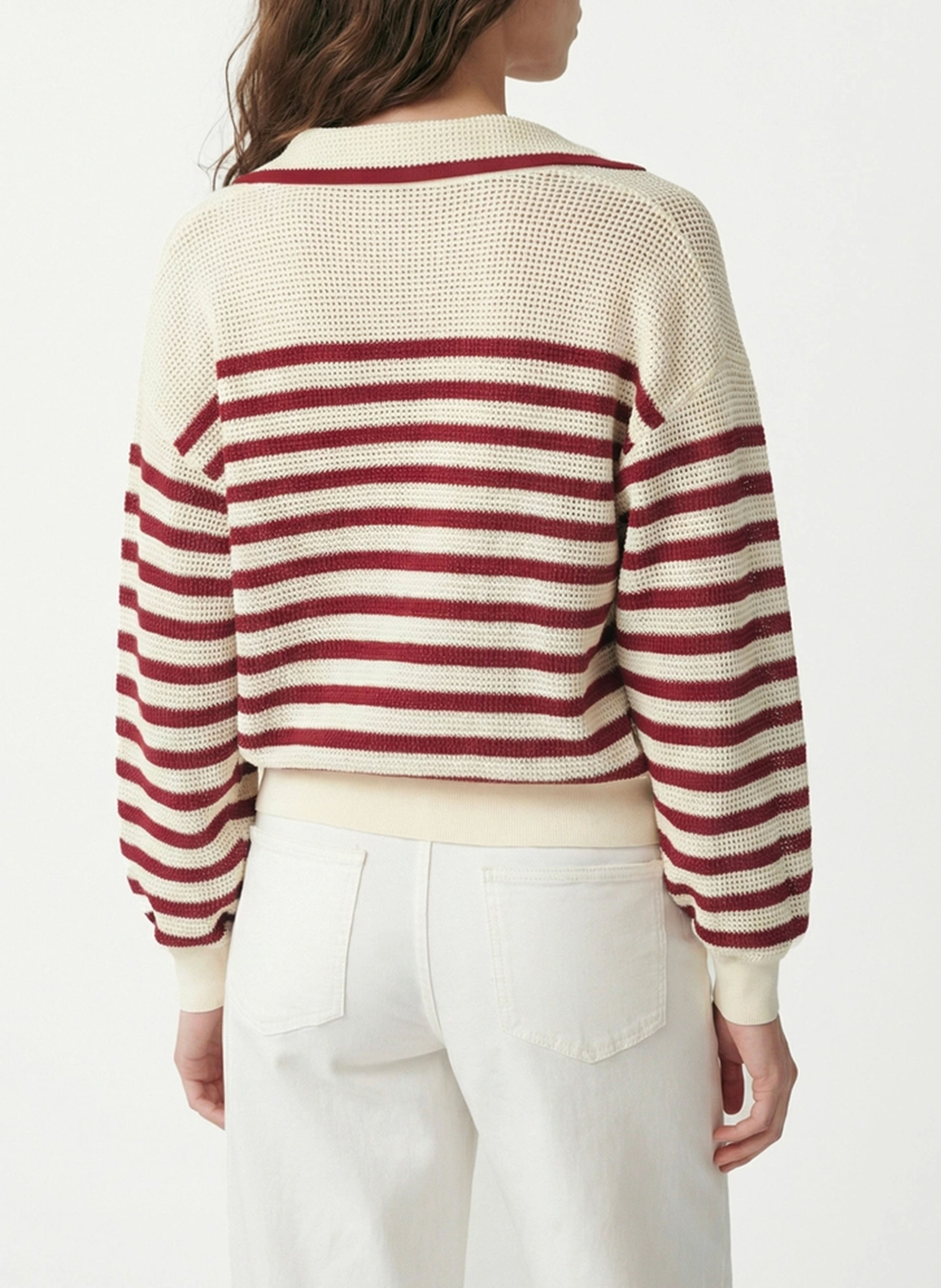 Rechte polo trui met strepen van katoen VANESSA BRUNO Rood