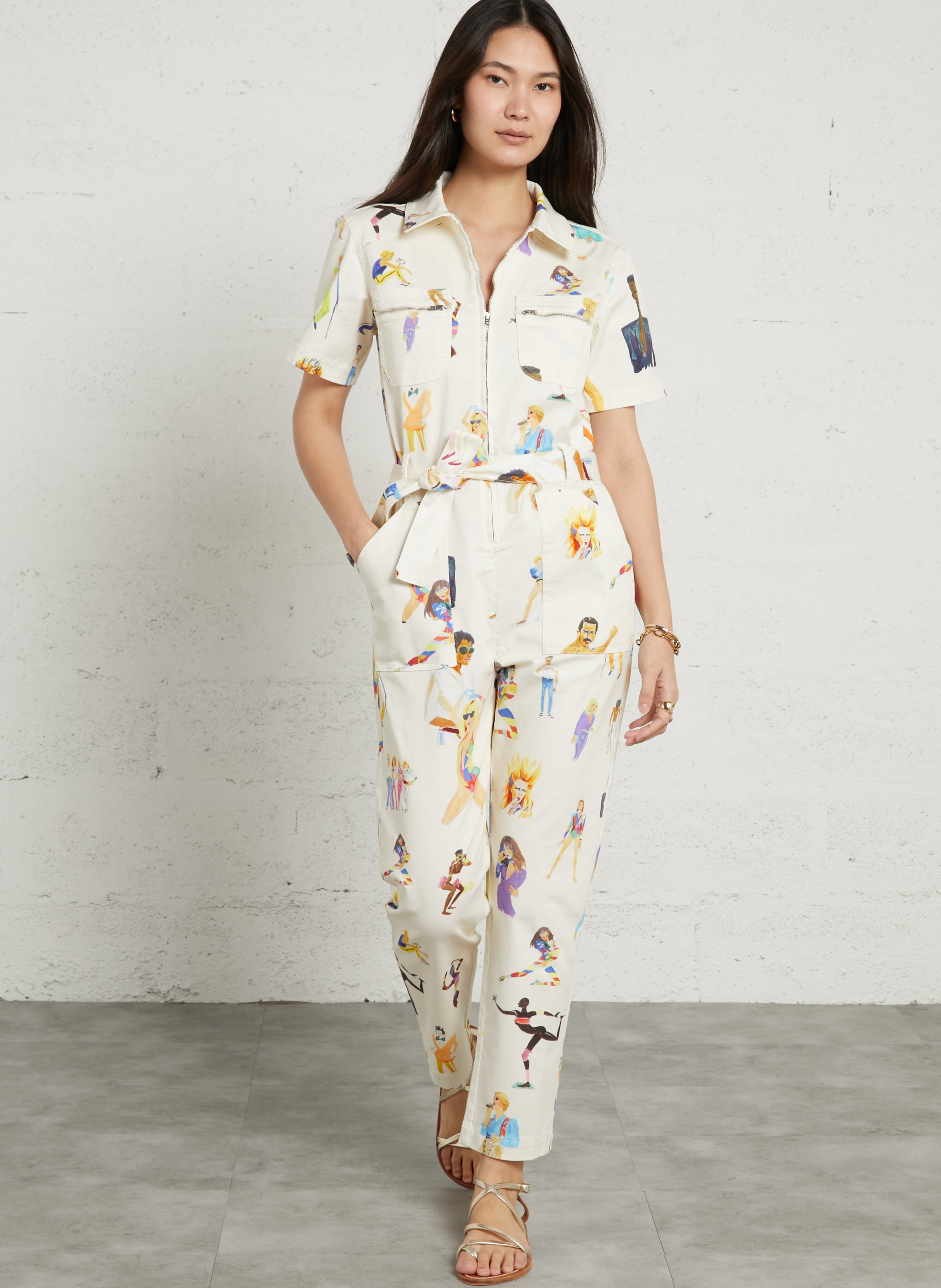 Aansluitend katoenen jumpsuit G.KERO Beige