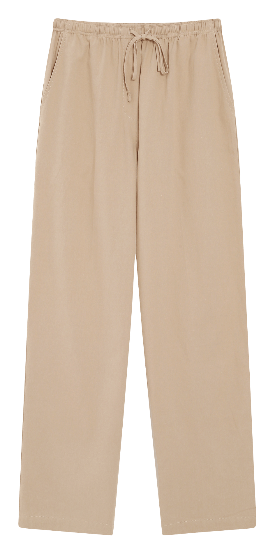Pantalon droit élastiqué uni en coton GRACE ET MILA Beige
