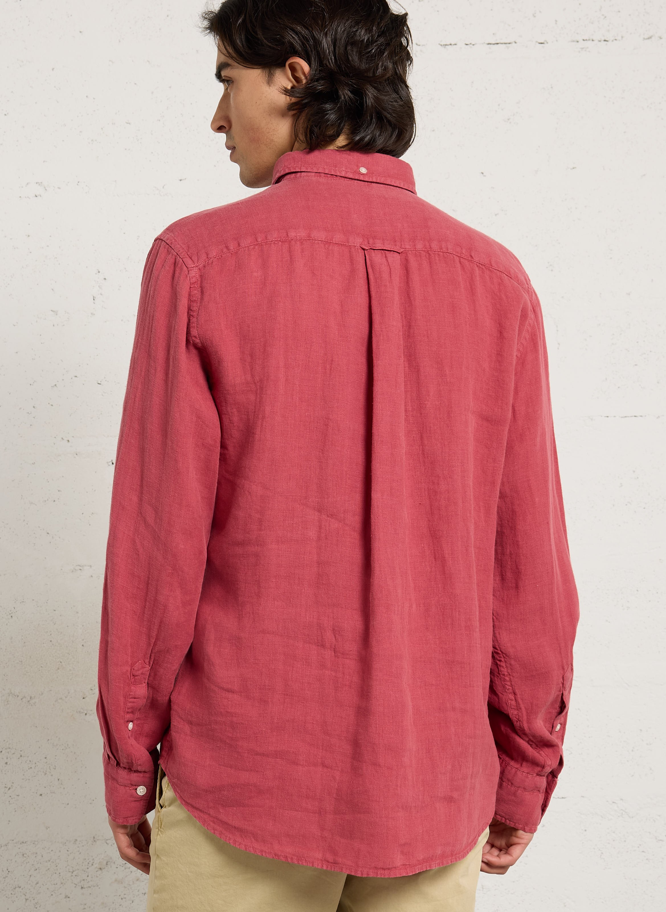 Chemise droite col classique en lin GANT Rouge