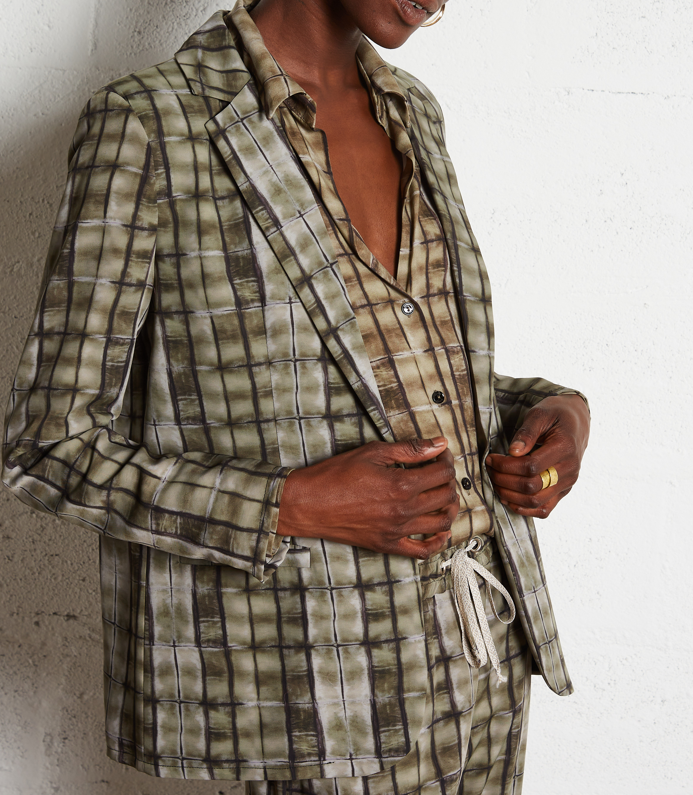 Blazer mit geradem Reverskragen und Muster PLEASE Grun