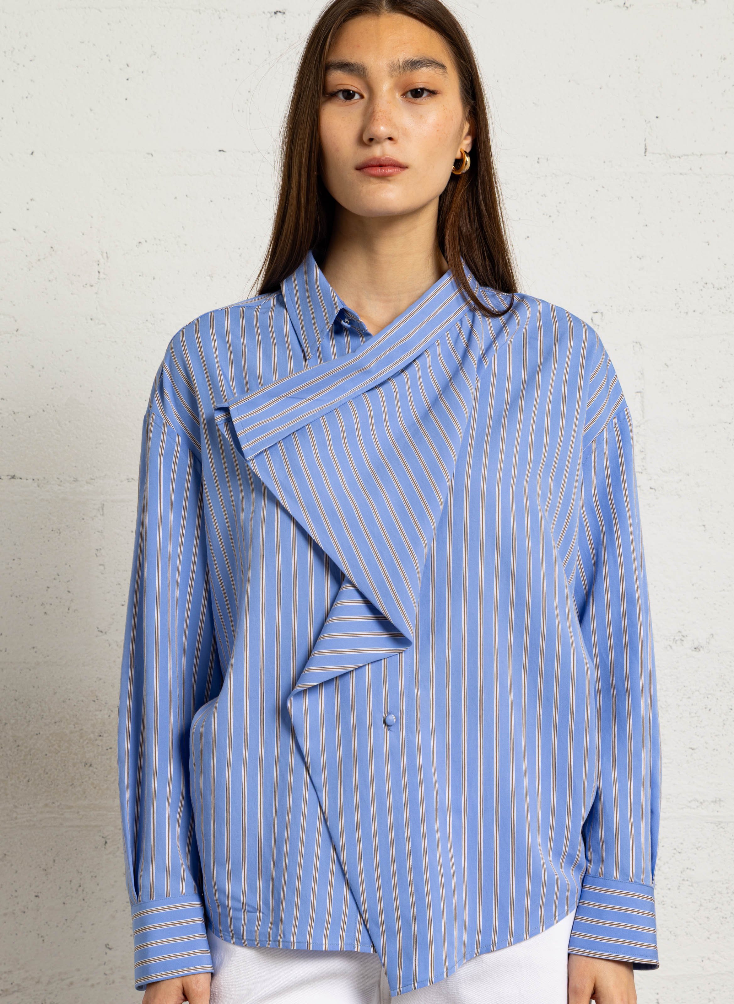 Chemise asymétrique à col drapé MARGAUX LONNBERG Bleu