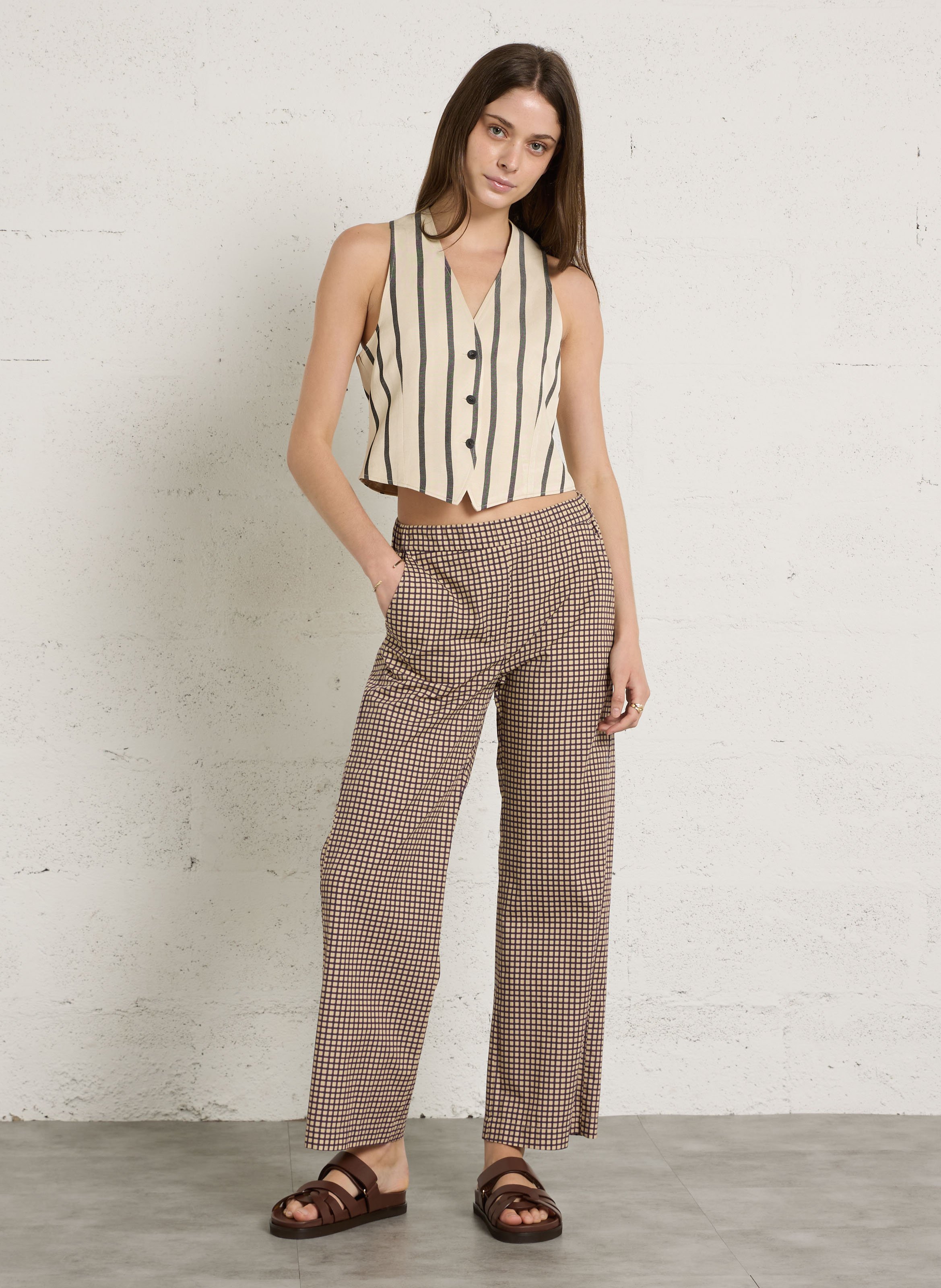 Striped V-neck vest DIEGA Multicolored