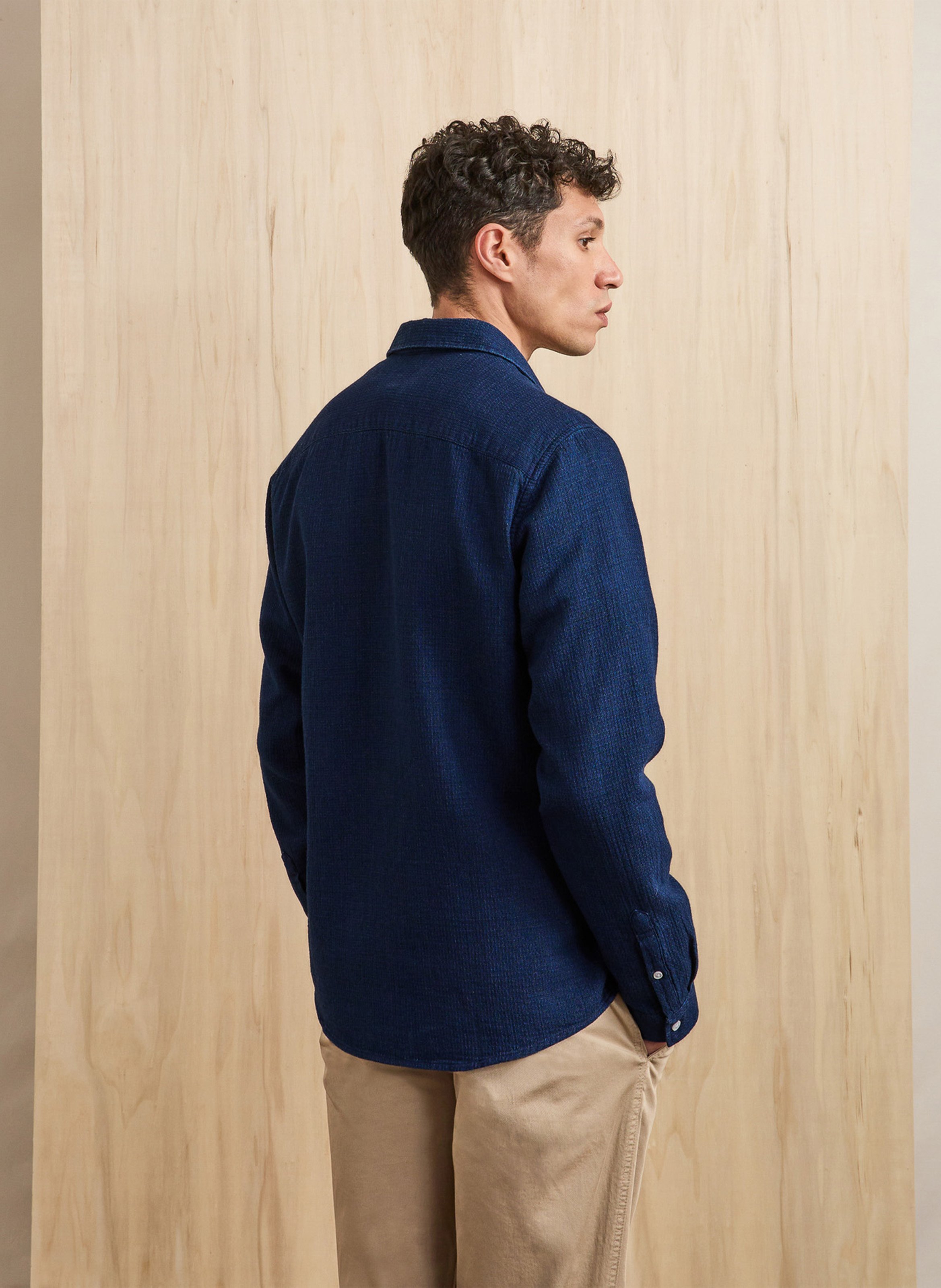 Classic collar shirt in recycled cotton FAGUO Raw denim