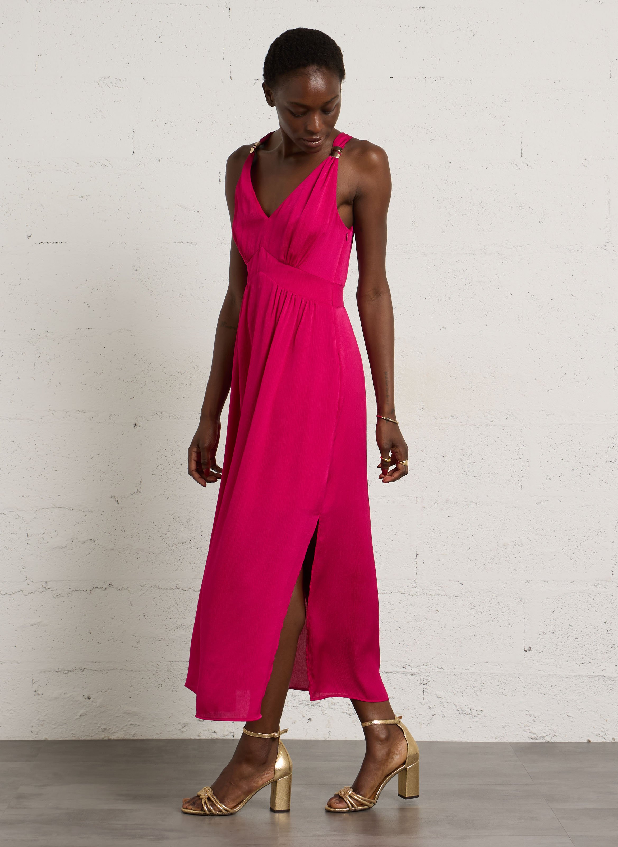 Halflange jurk met kraag MAISON 123 Roze