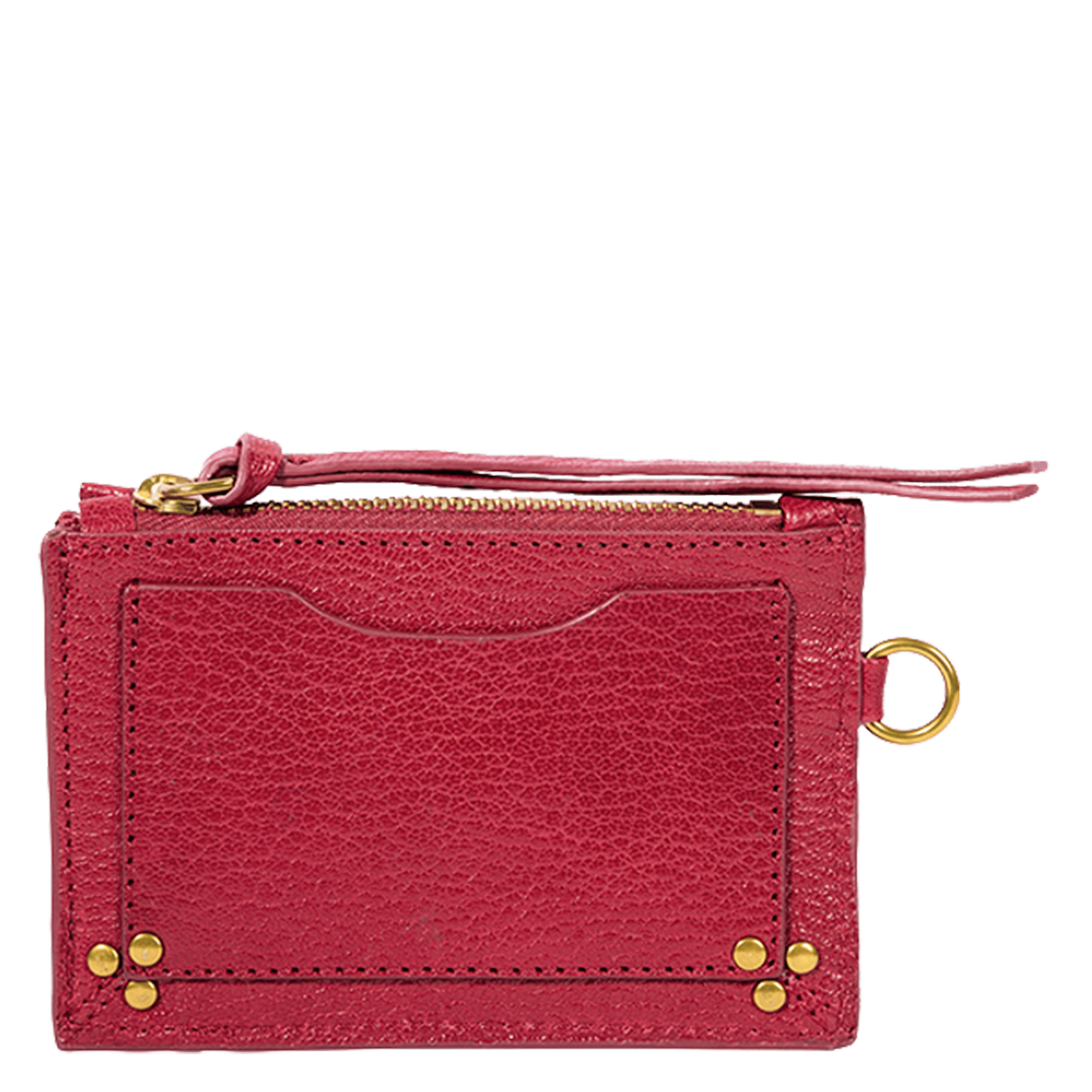 Porte-cartes zippé en cuir grainé JEROME DREYFUSS Rouge