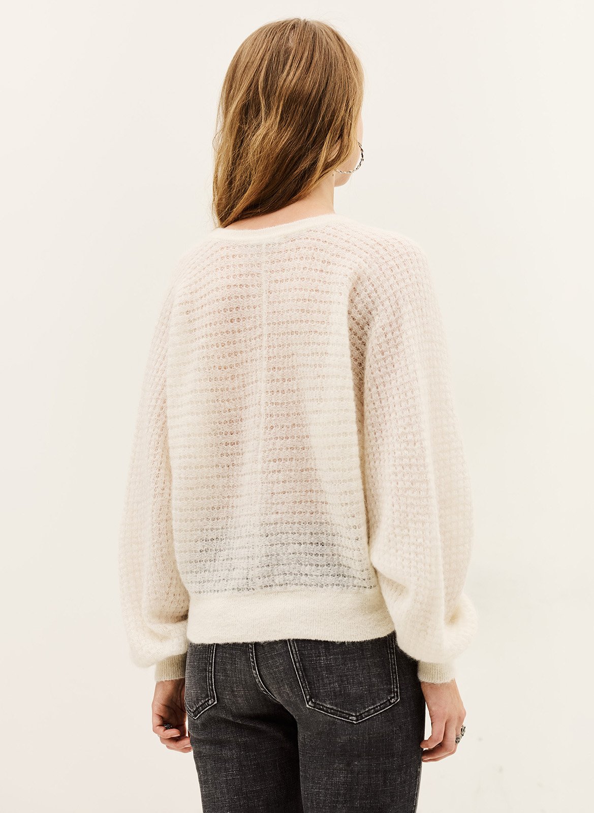 Weit geschnittene Strickjacke aus Wollmix BA&SH Beige