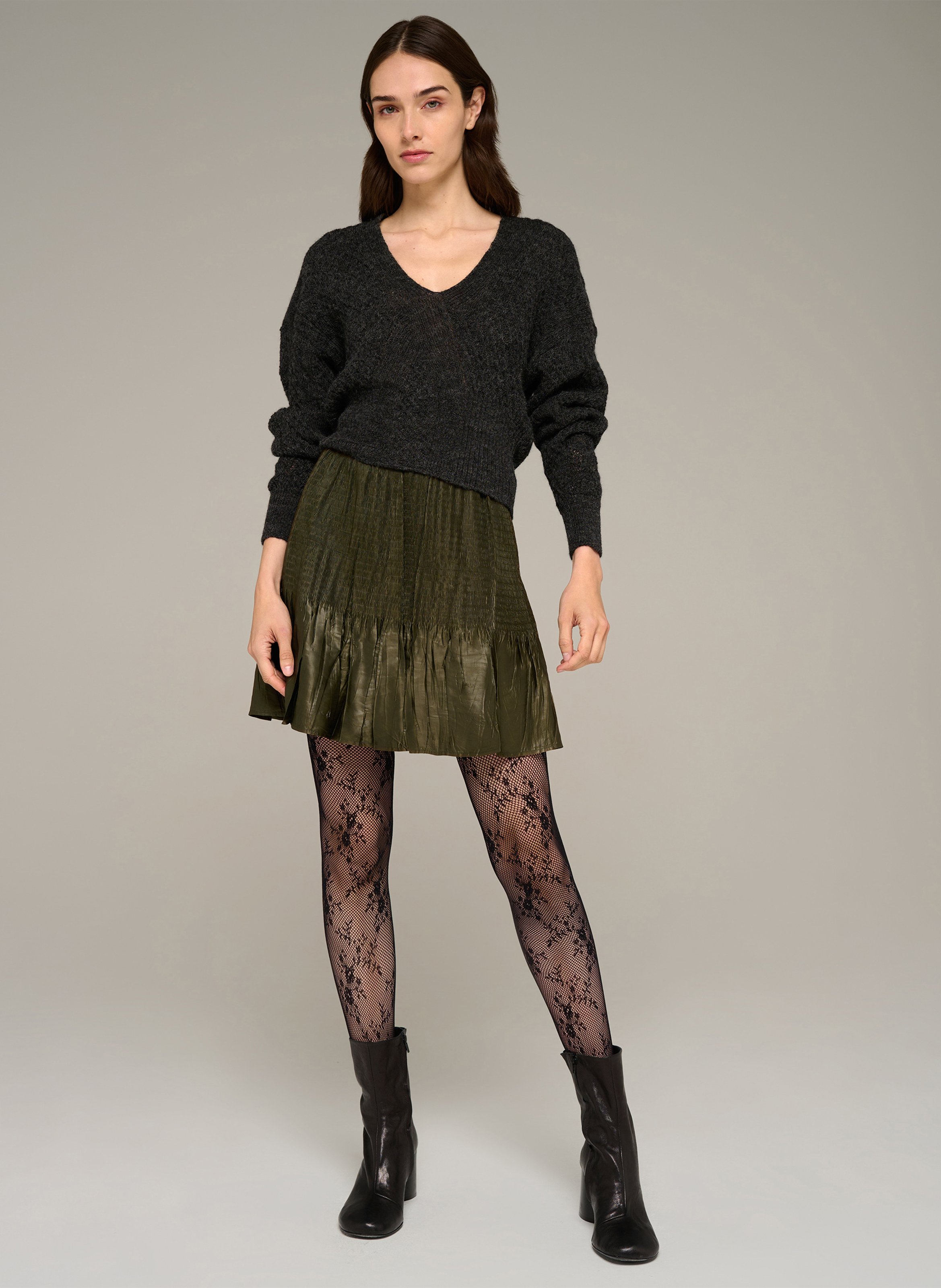 Pullover aus Wollmix mit V-Ausschnitt COTELAC Grau