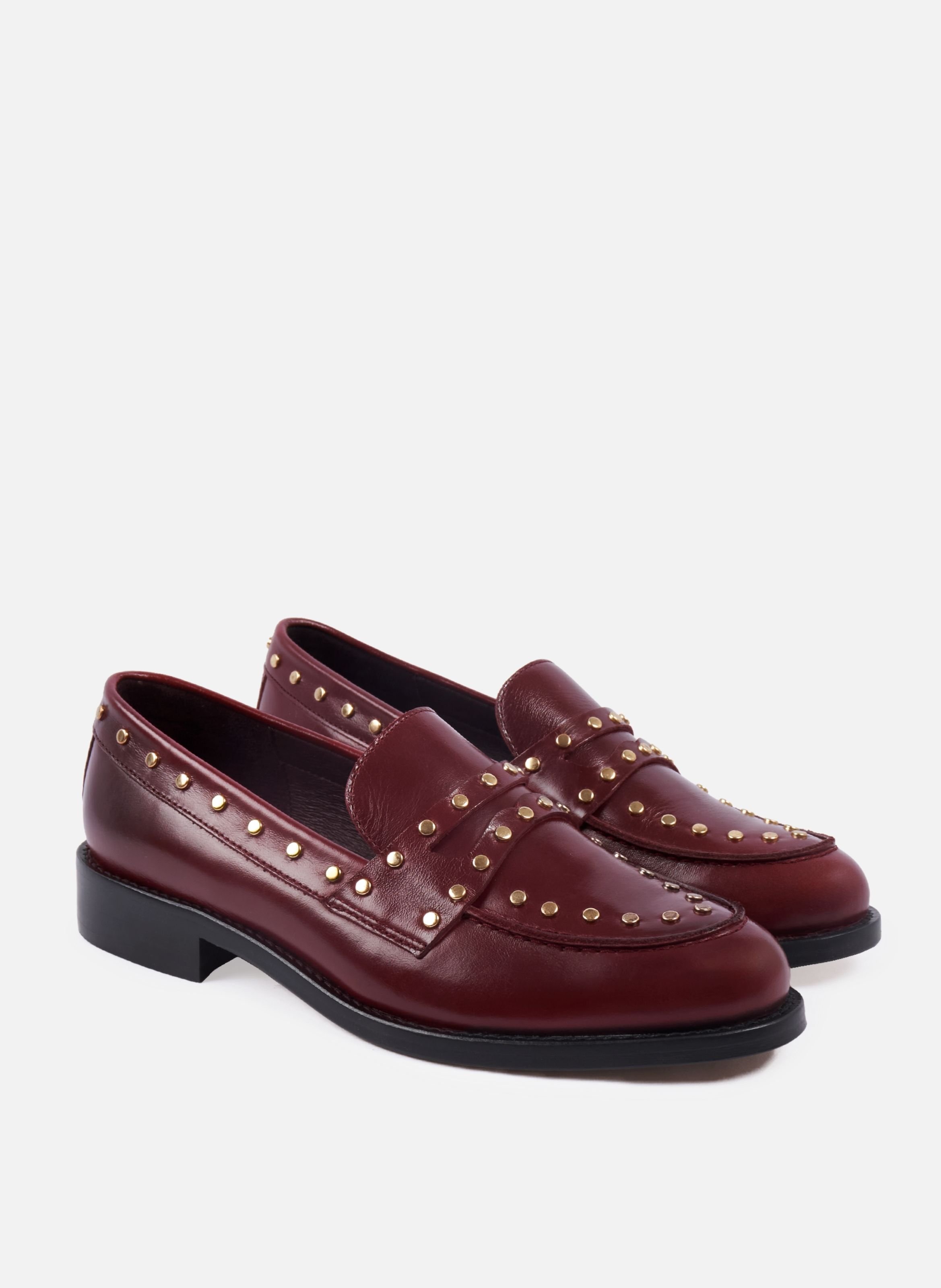 Mocassins cuir clouté JULES & JENN Rouge