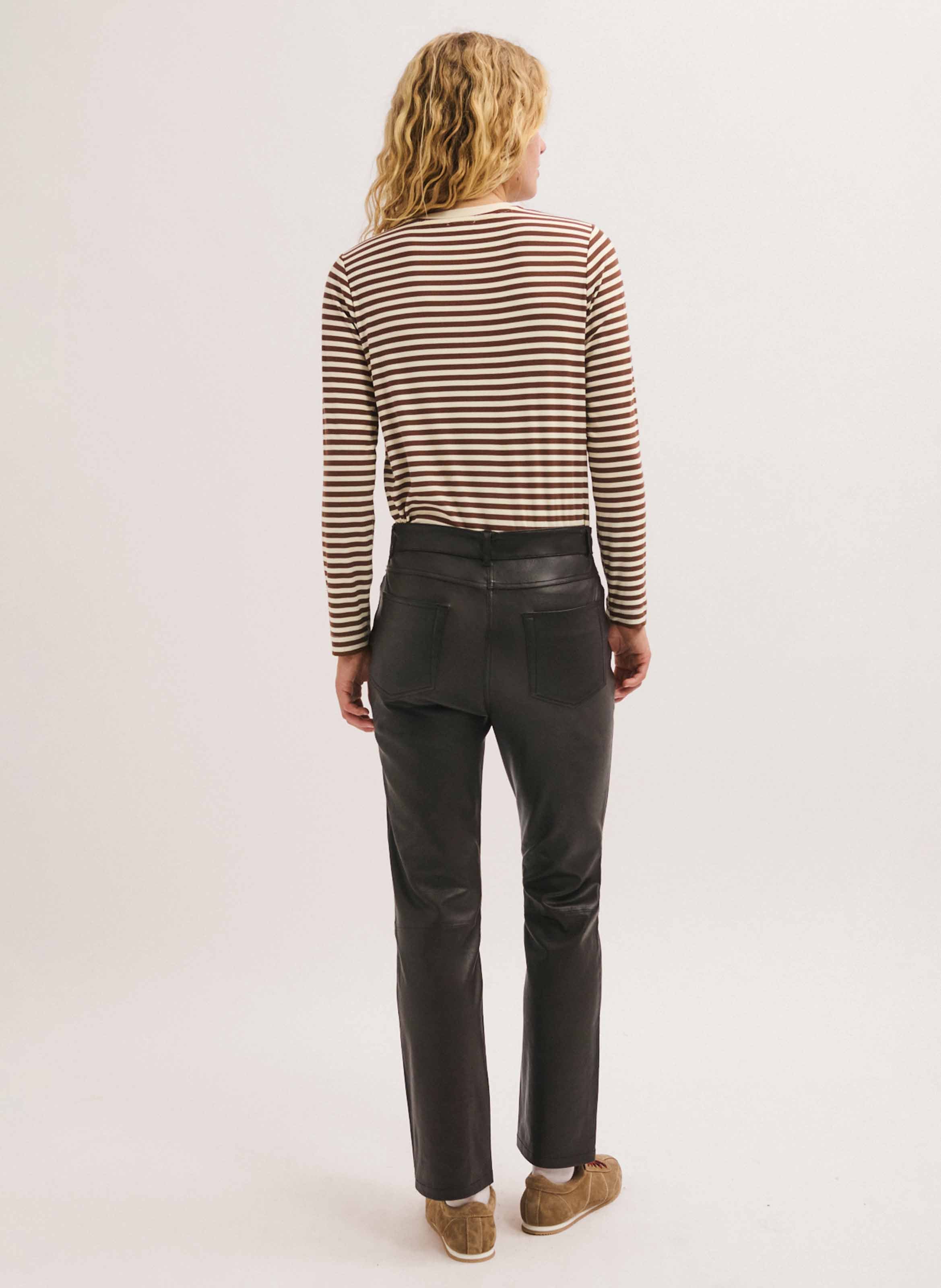 Straight leather pants PABLO Brown