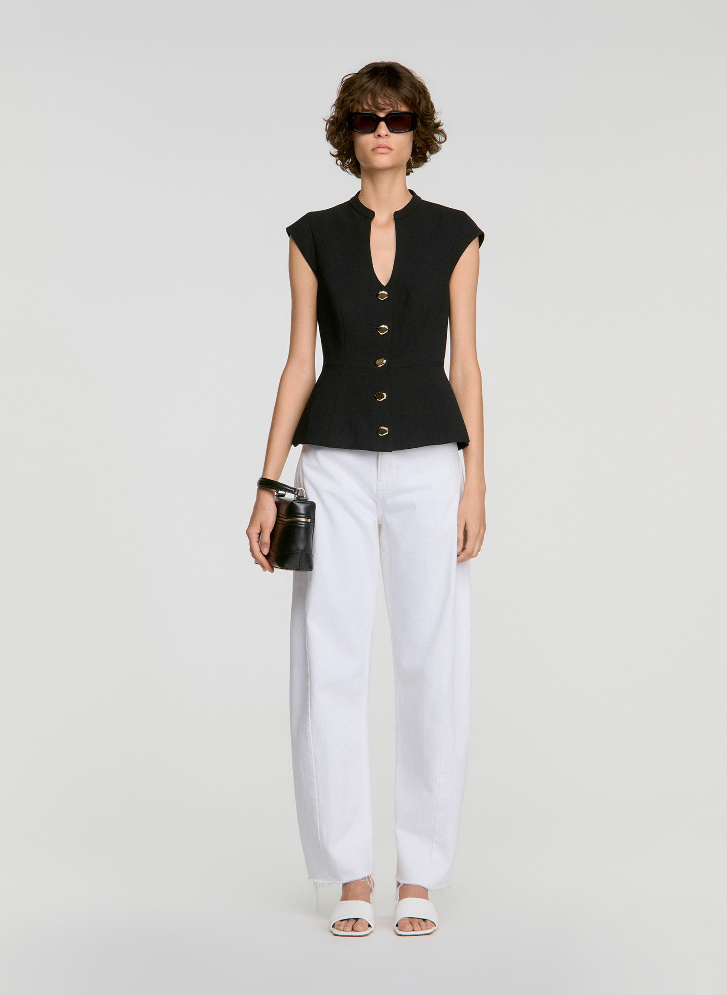 Top cintré boutonné SANDRO Noir