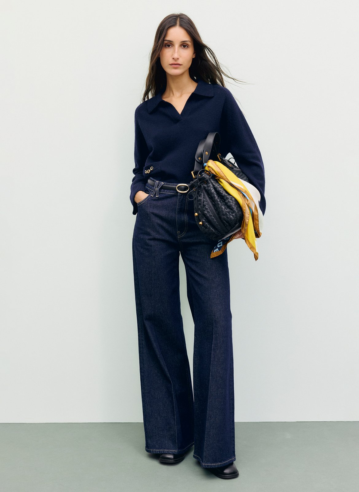 Pull droit col v en laine GERARD DAREL Bleu