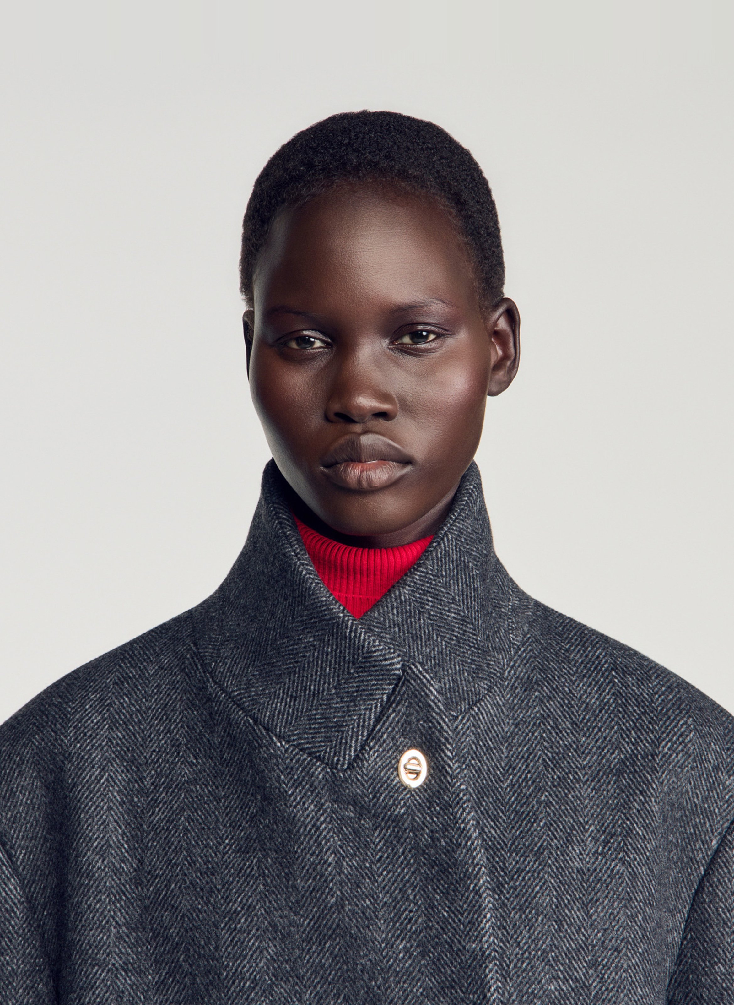 Lange oversized jas van wolmix SANDRO Grijs
