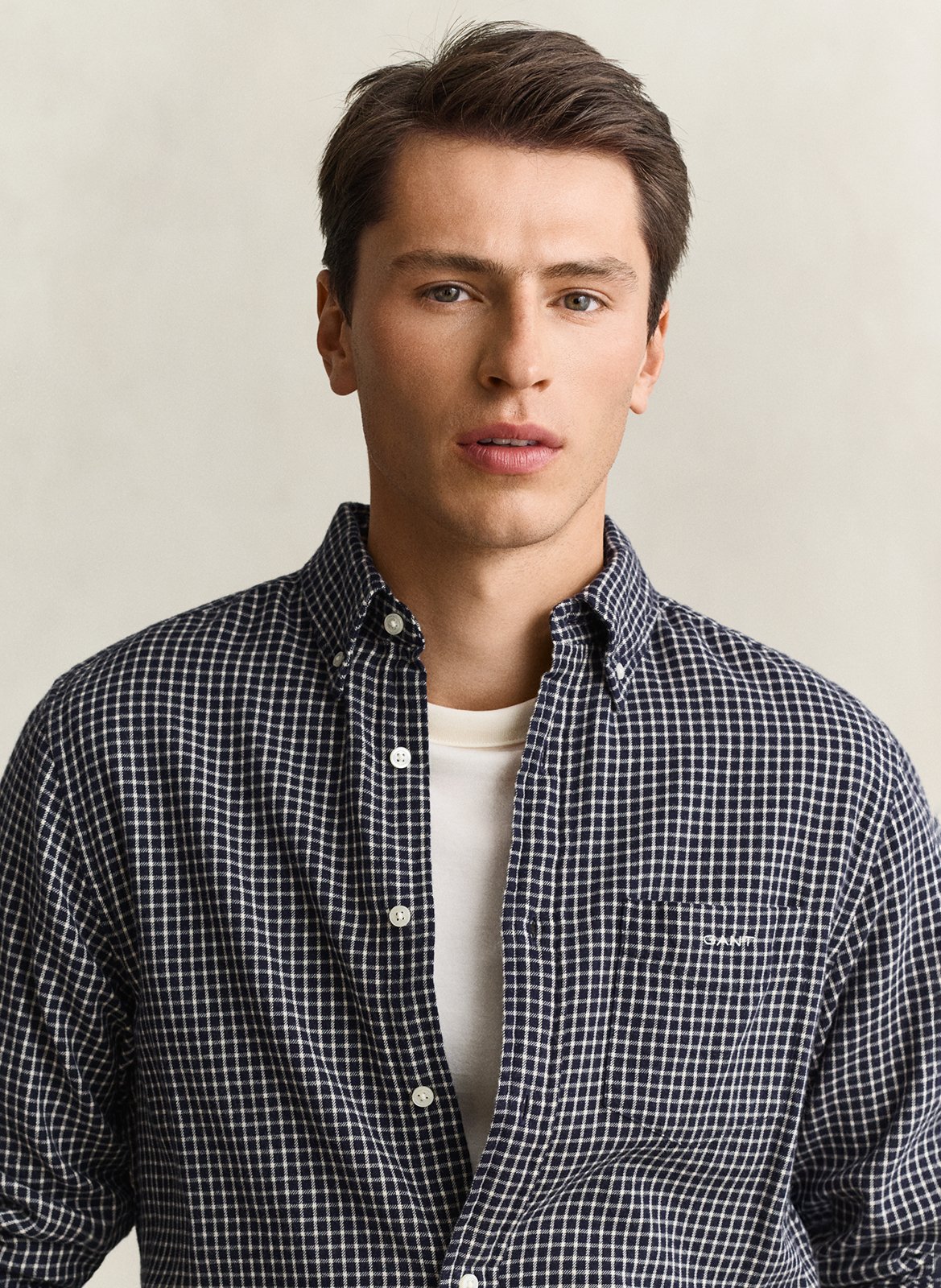 Chemise droite col classique à carreaux en coton GANT Bleu