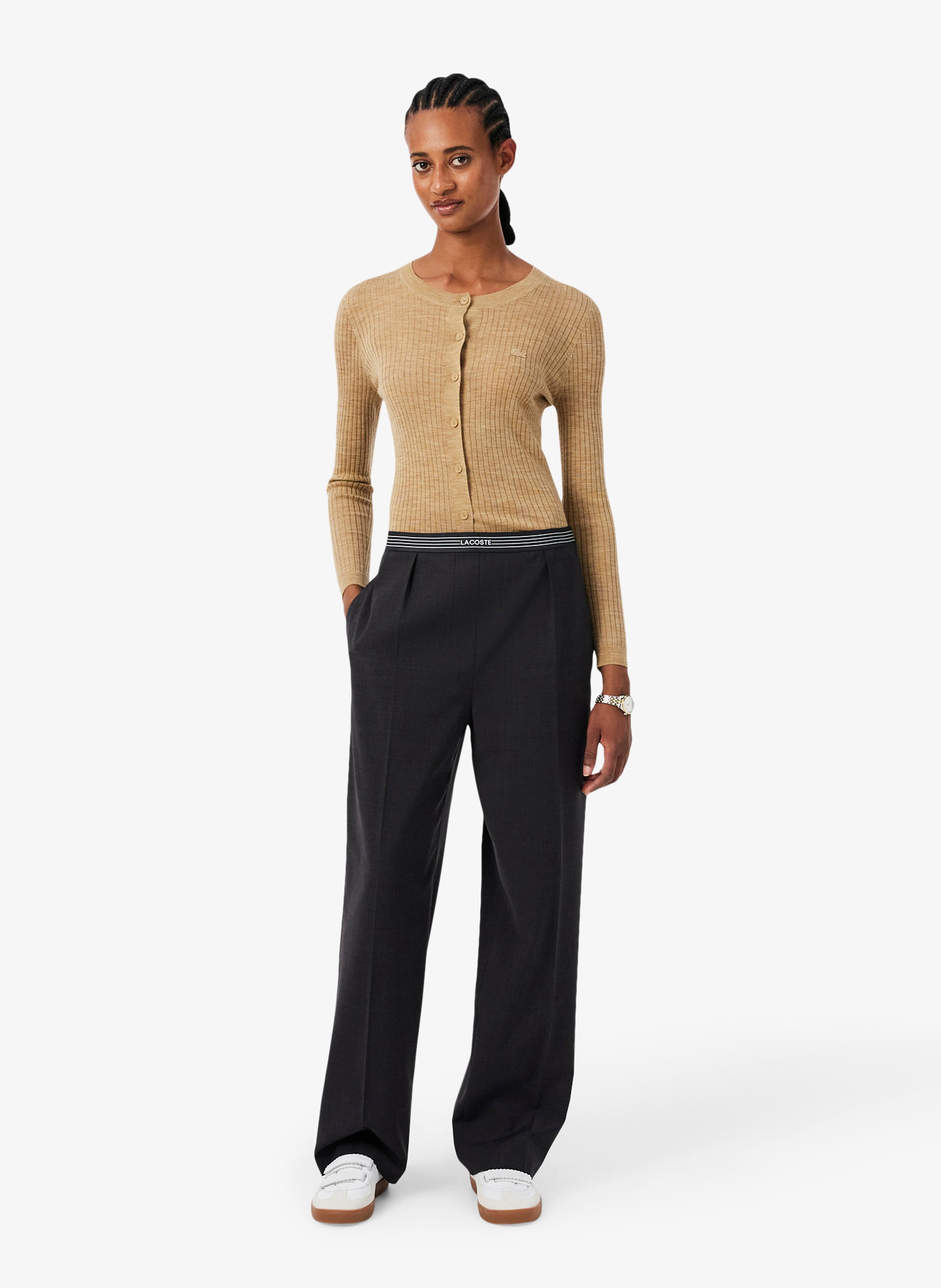 Pantalon droit à plis  LACOSTE Marron