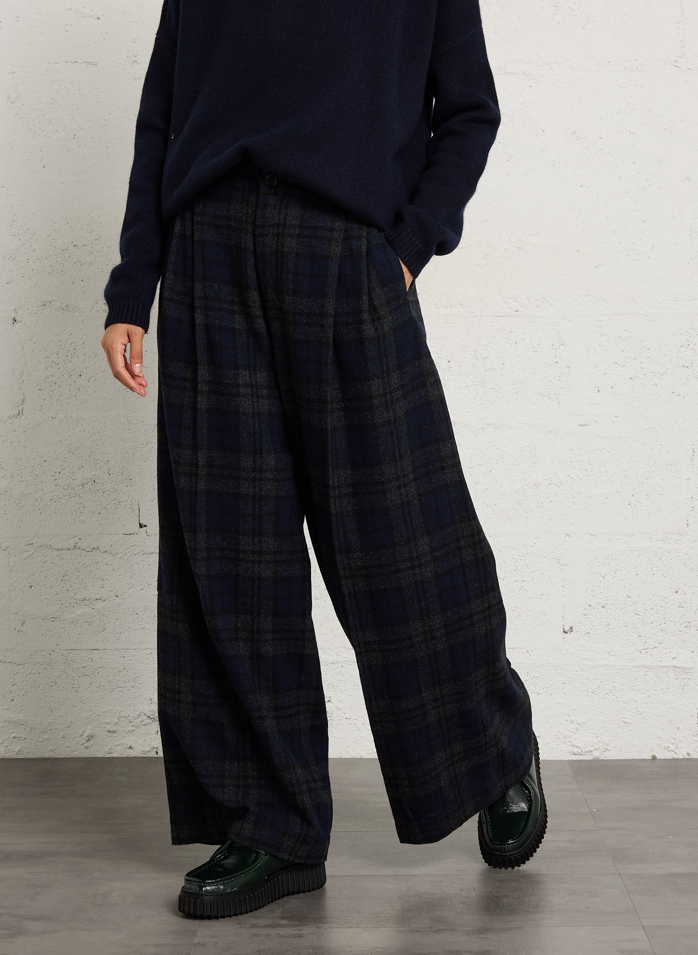Pantalon droit large en laine mélangée BELLEROSE Vert