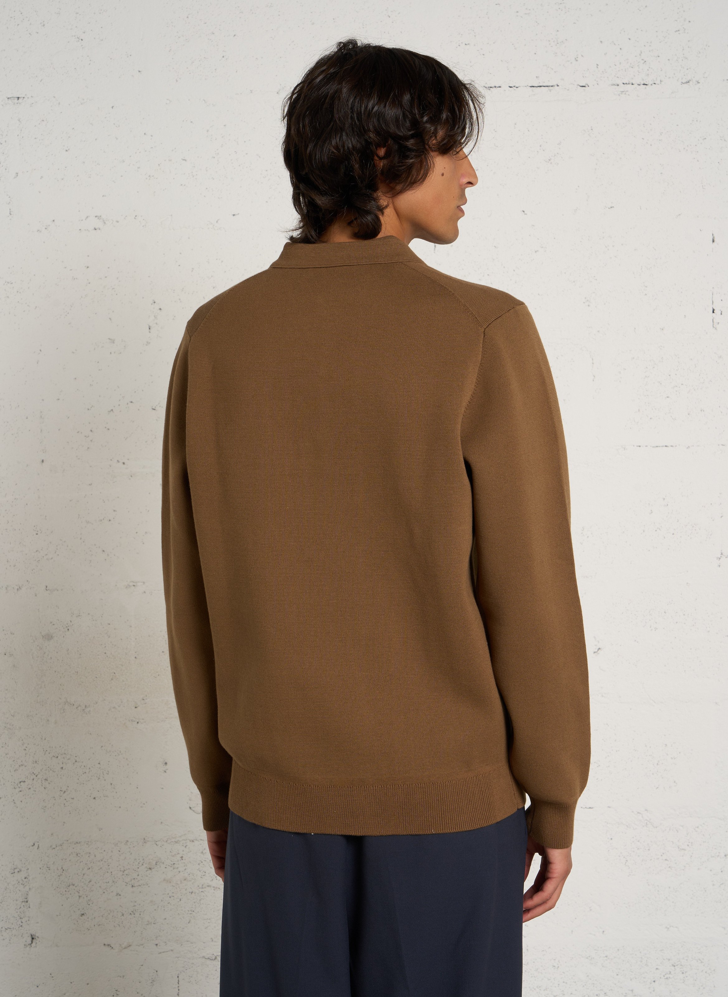 Polo collar knitted sweater CASUAL FRIDAY Brown