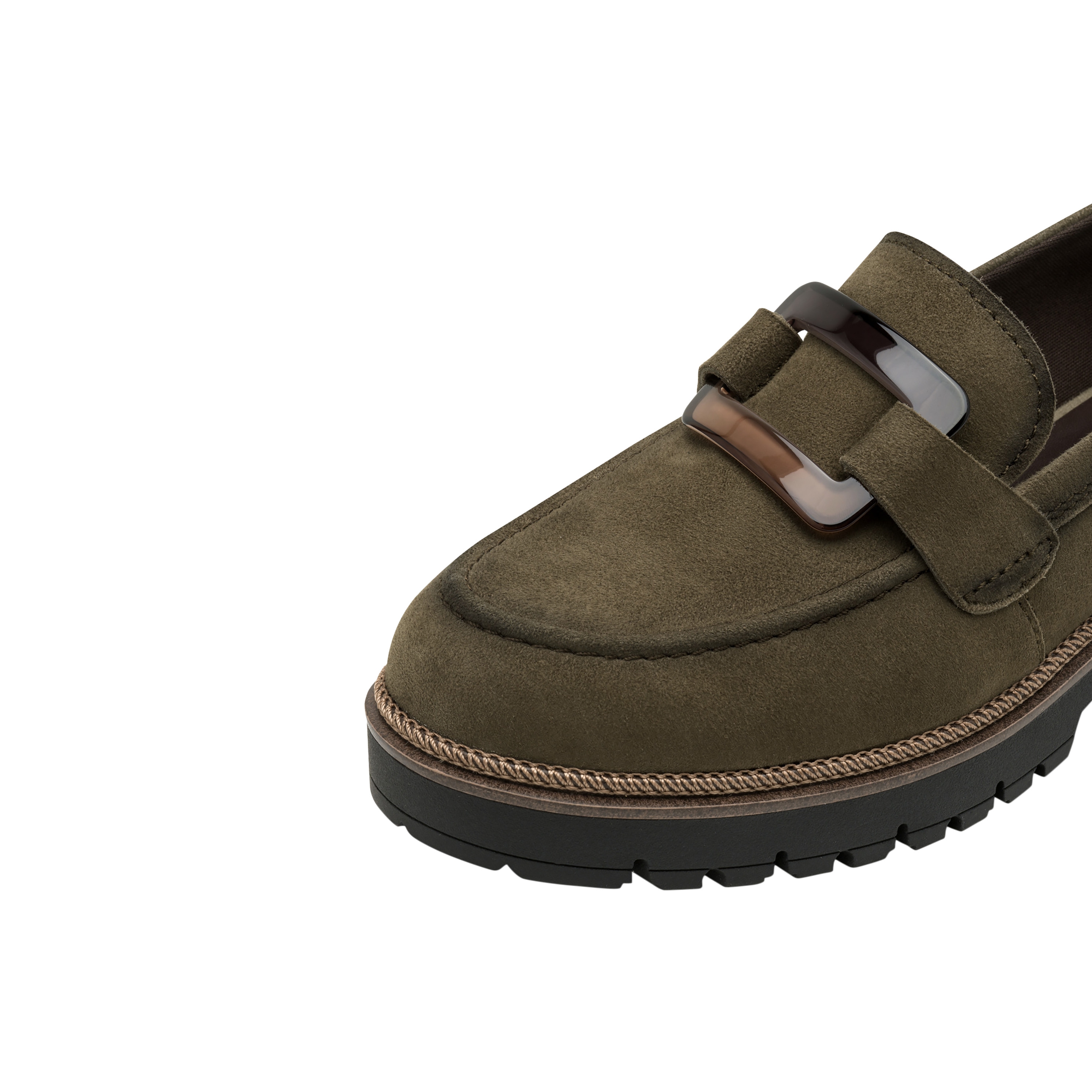Leather moccasins TAMARIS Green