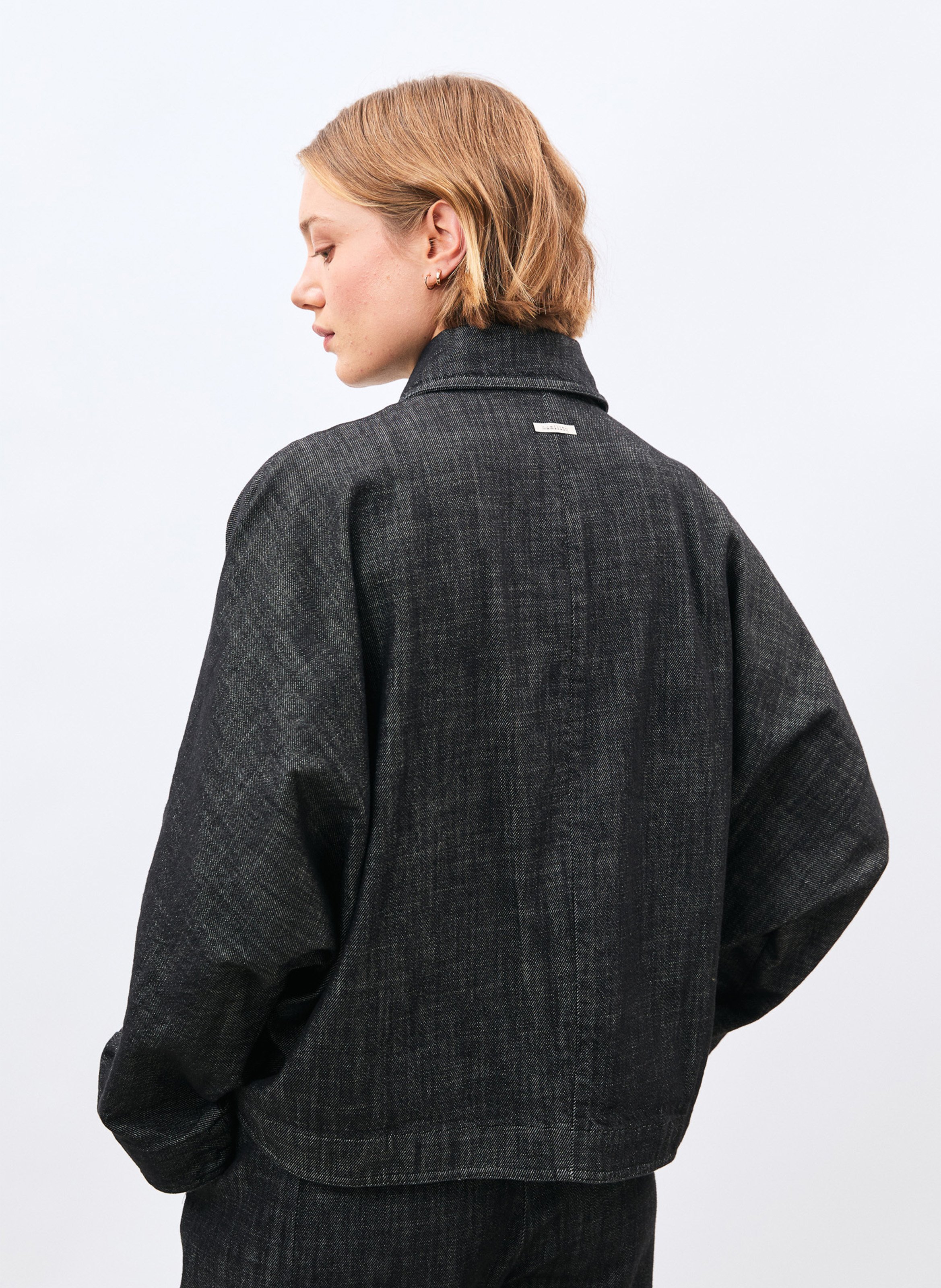 Jacke mit klassischem Baumwoll-Denim-Kragen HUMILITY Schwarz