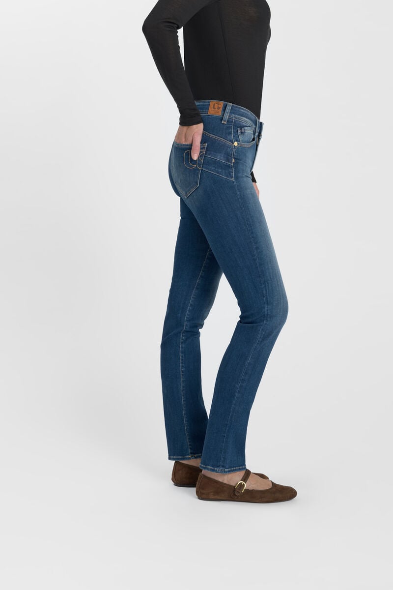 High-waisted straight-leg zip jeans LE TEMPS DES CERISES Blue