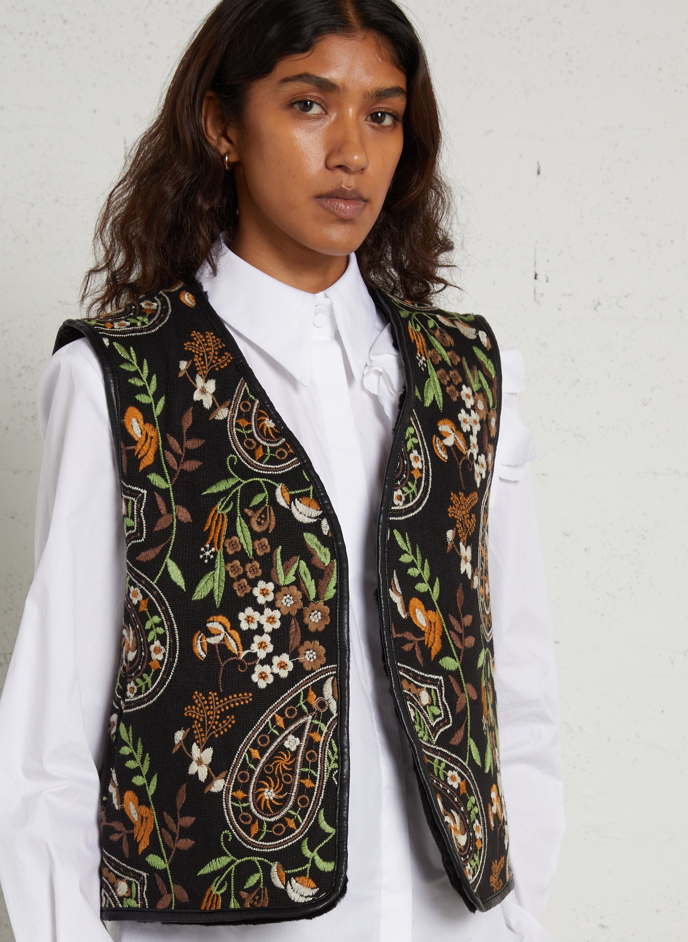 Gilet réversible sans manches brodé SEE U SOON Noir