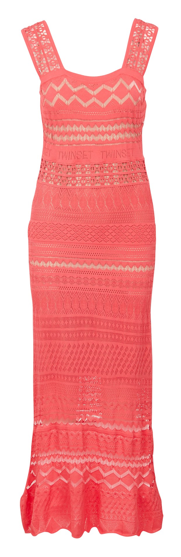 Long viscose-blend lace dress TWINSET Pink