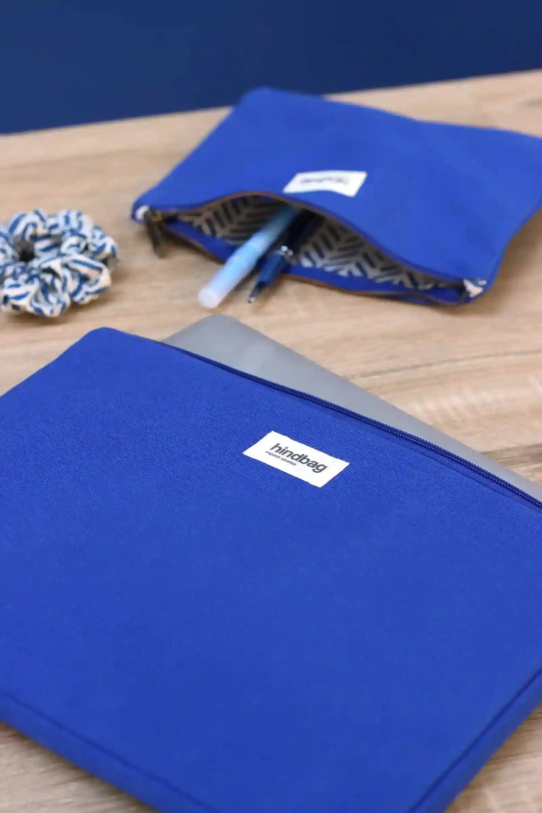 Computer sleeve in recycled wool with shock-absorbent foam HINDBAG Blue