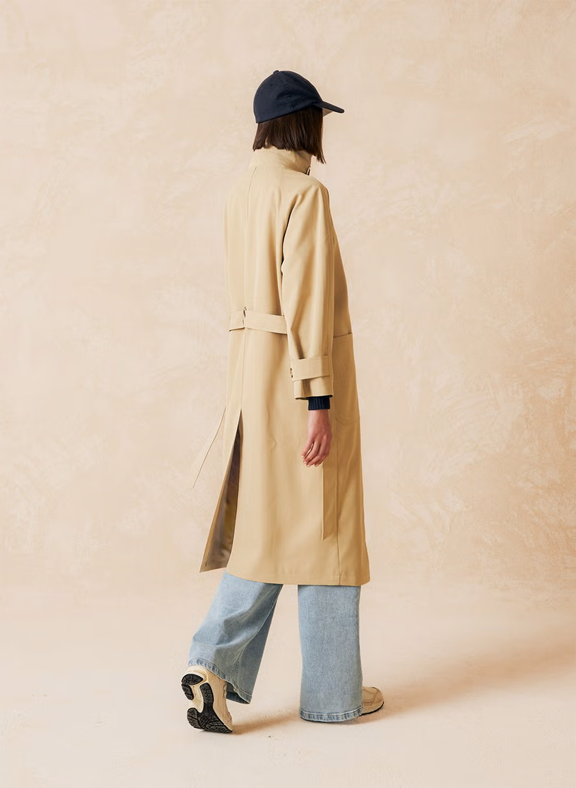 Long high-neck trench coat INDI & COLD Beige