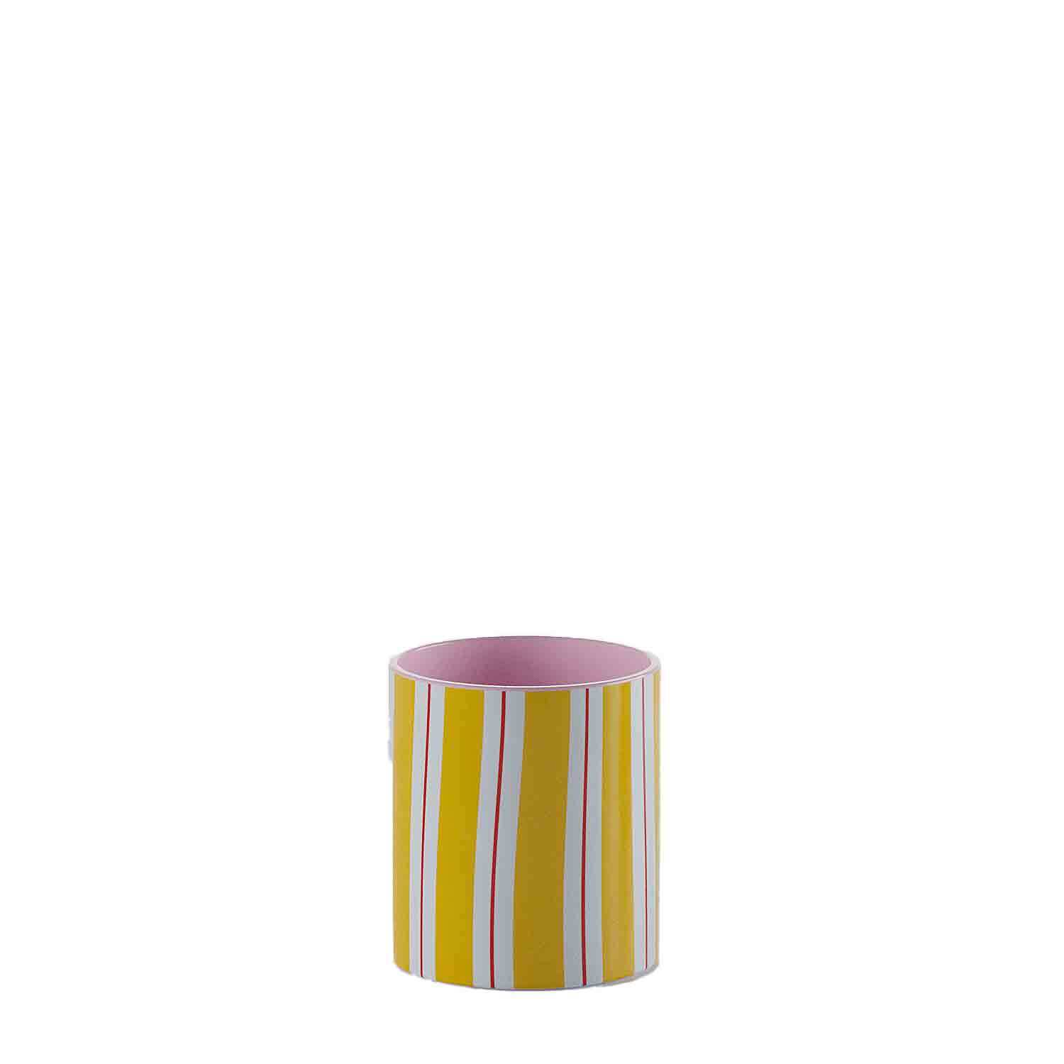 Small cylindrical striped vase Jaune Potiron paris - Home PP