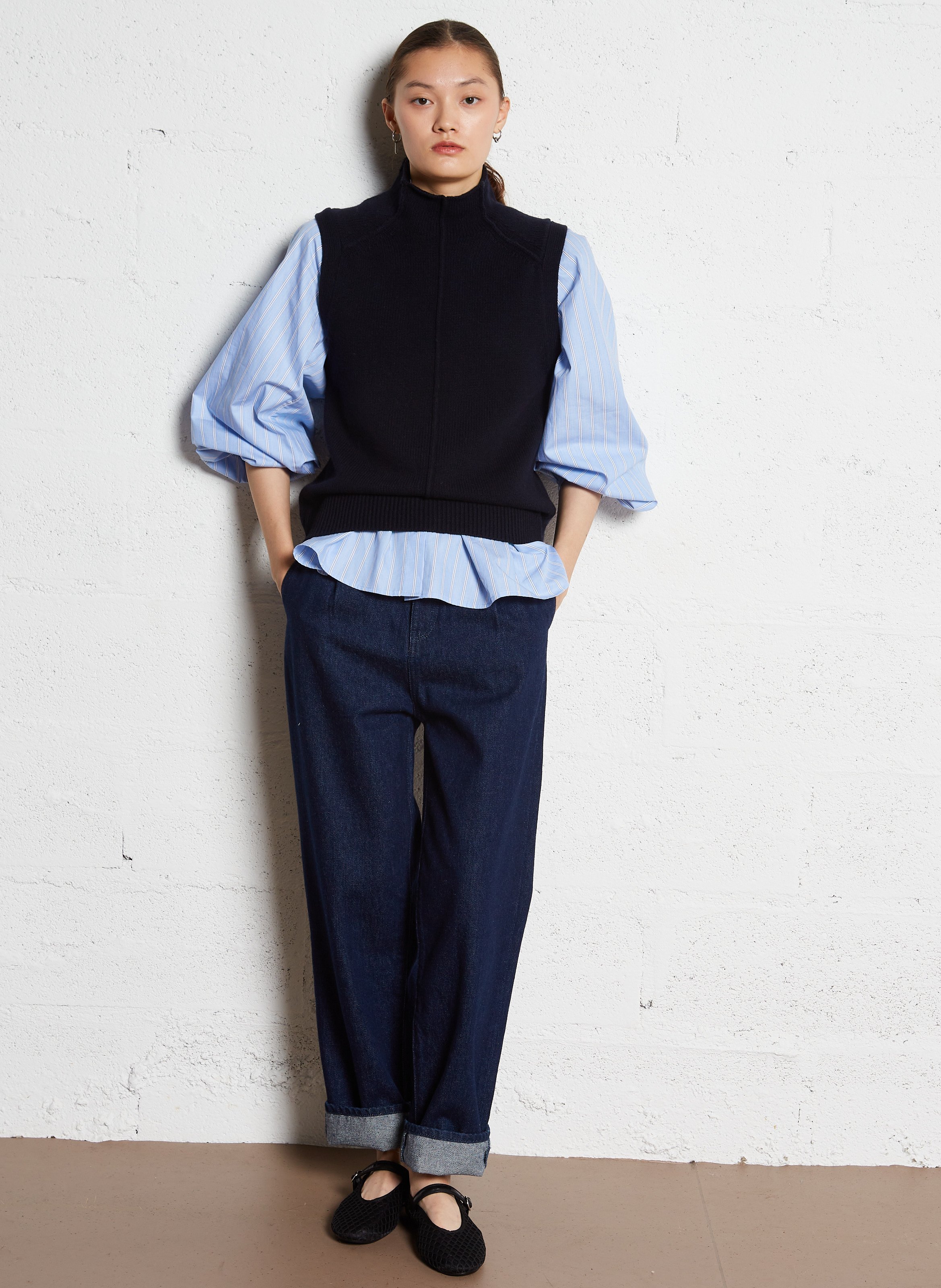 Loose-fit printed cotton shirt BELLEPIECE Blue