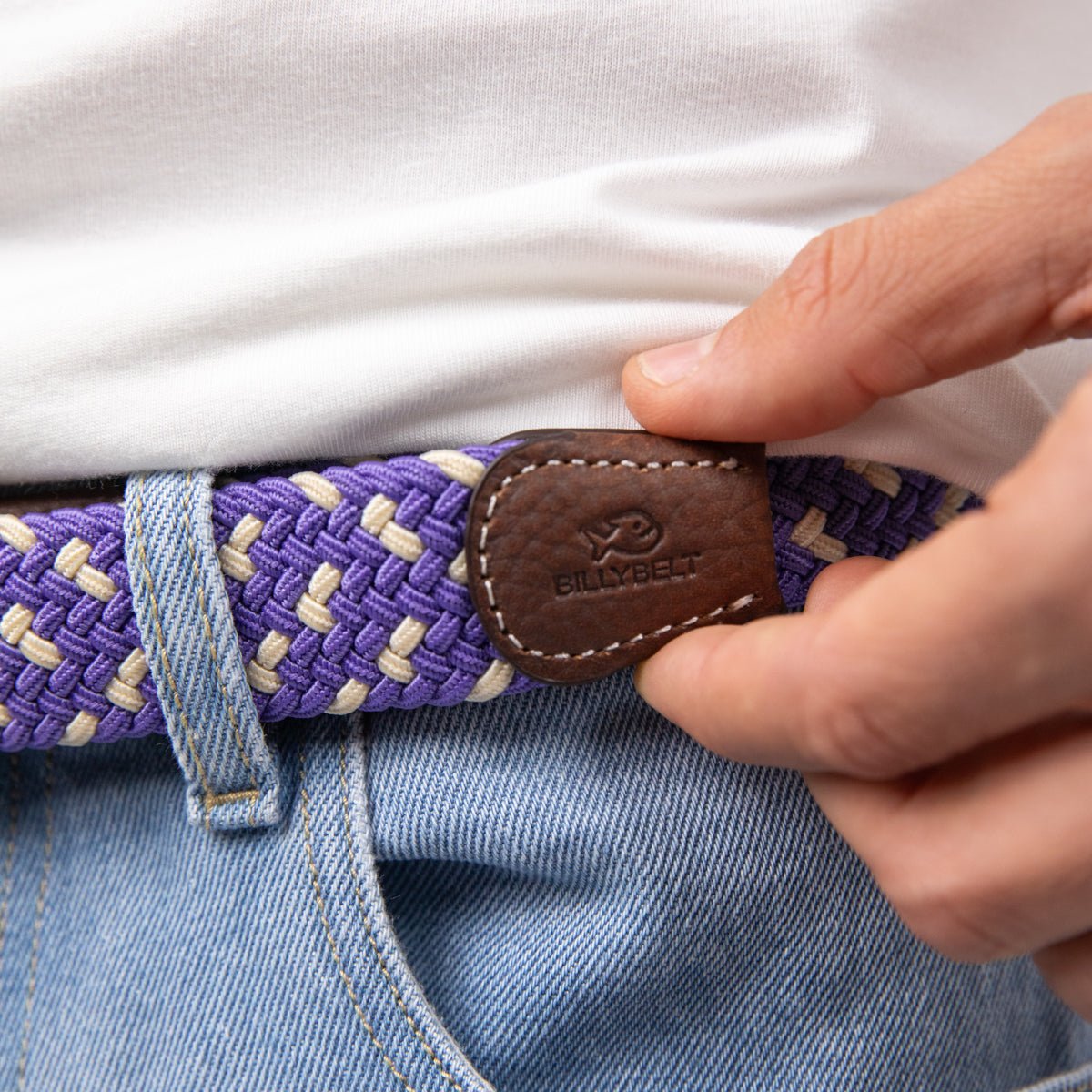 Multicolored braided elastic belt BILLYBELT Blue