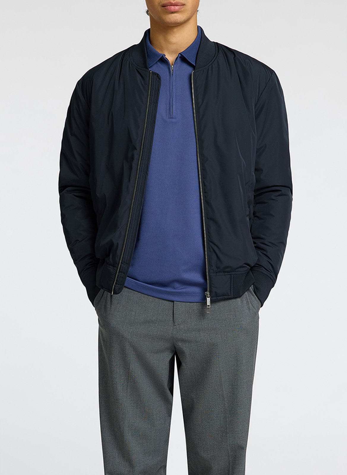 Gerade geschnittene Jacke mit Stehkragen SELECTED Blau