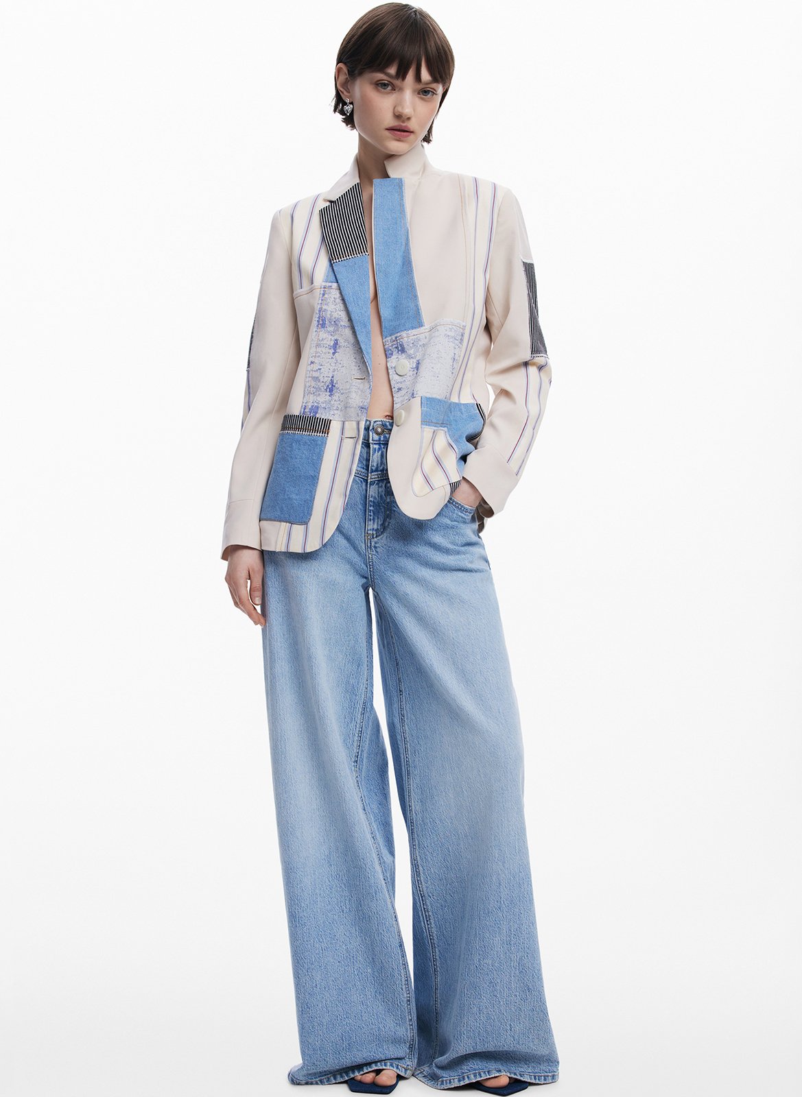 Veste de tailleur patchwork DESIGUAL Blanc