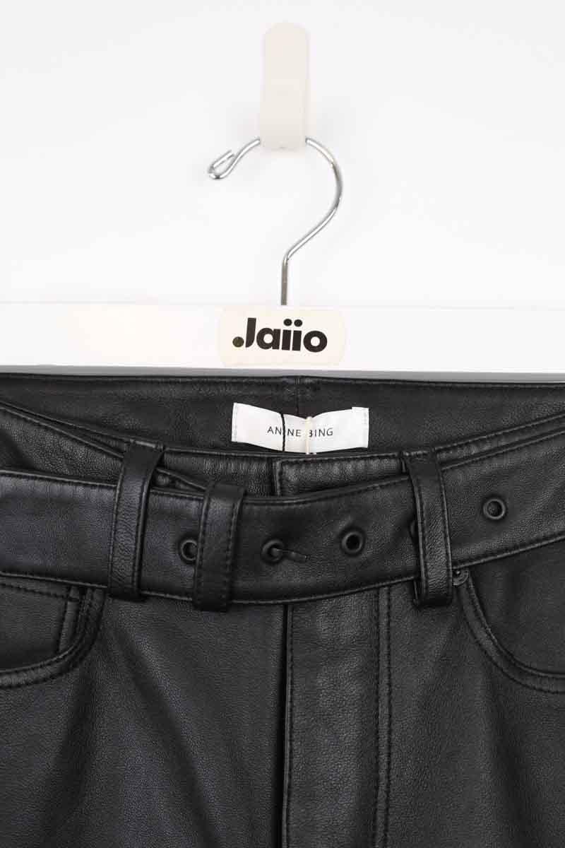 Straight leather pants Black