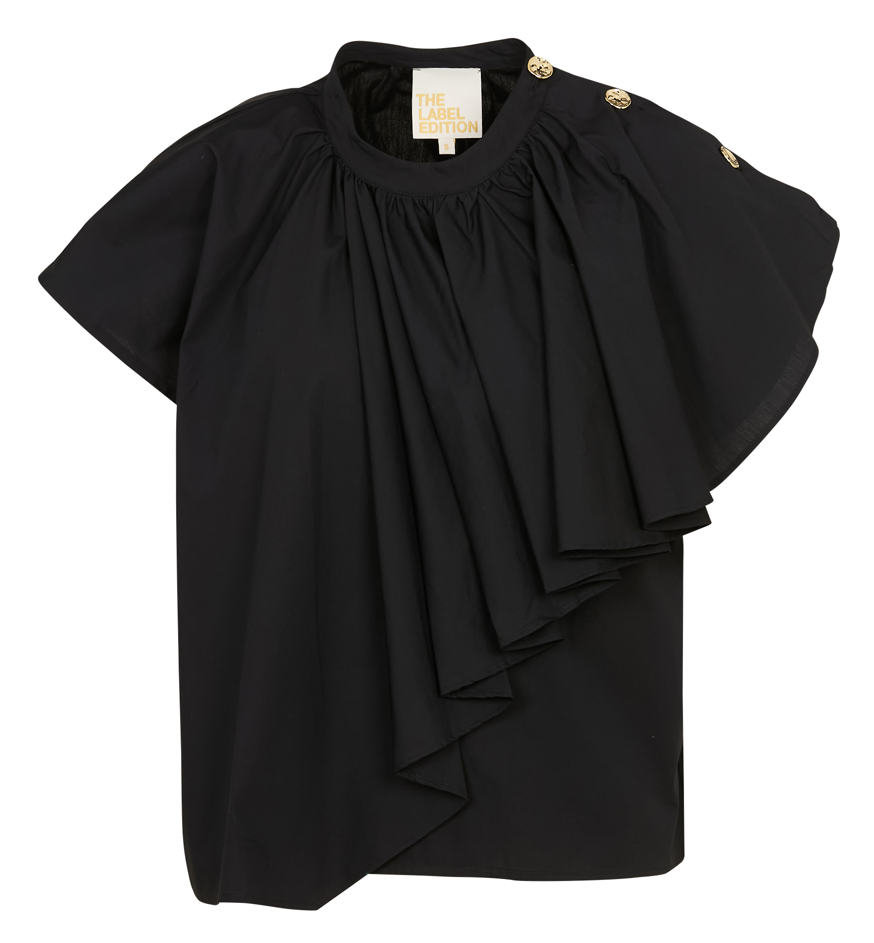 Short-sleeve ruffled top THE LABEL EDITION Black