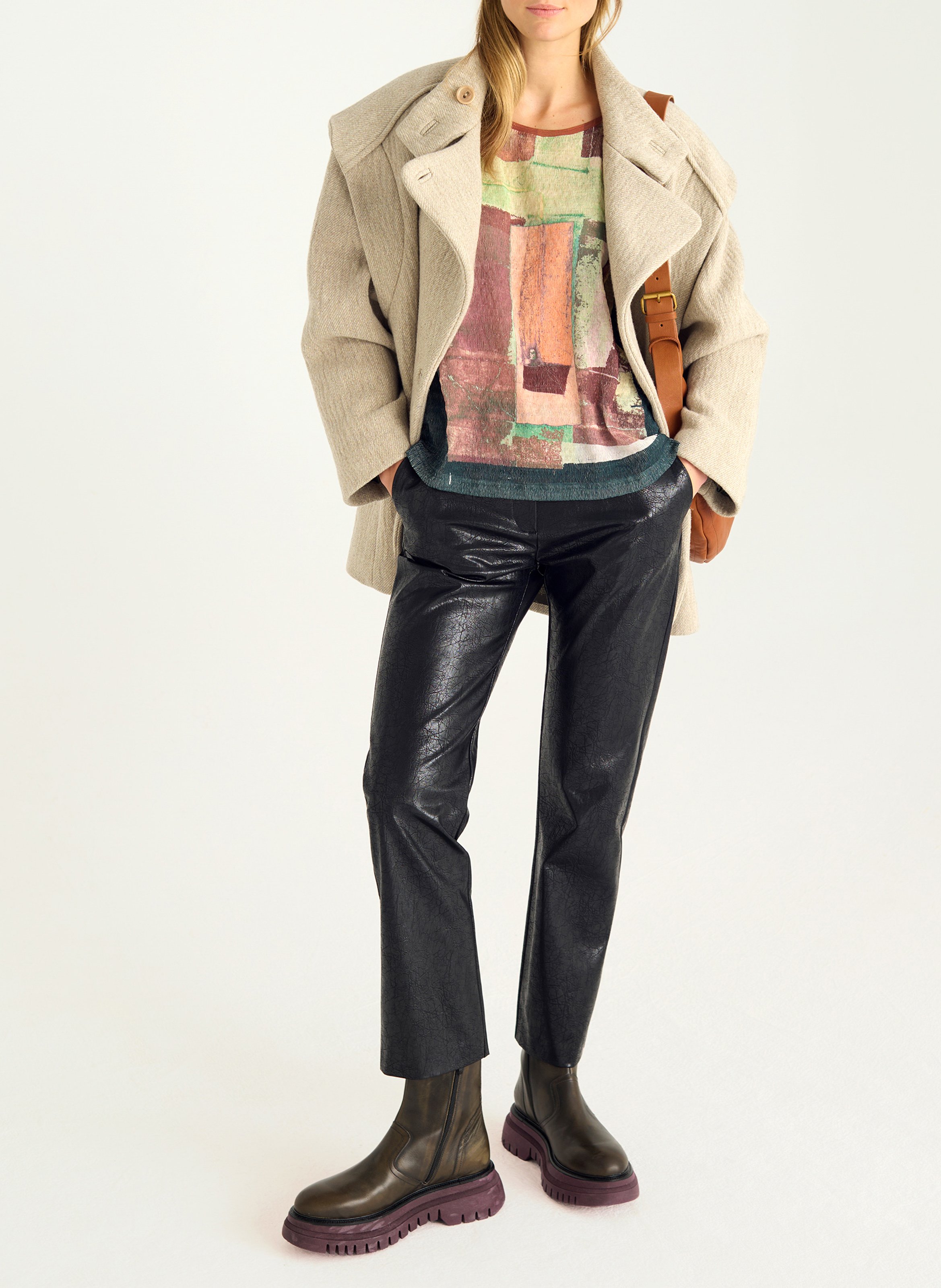 Tee-shirt col rond en laine COTELAC Rouge