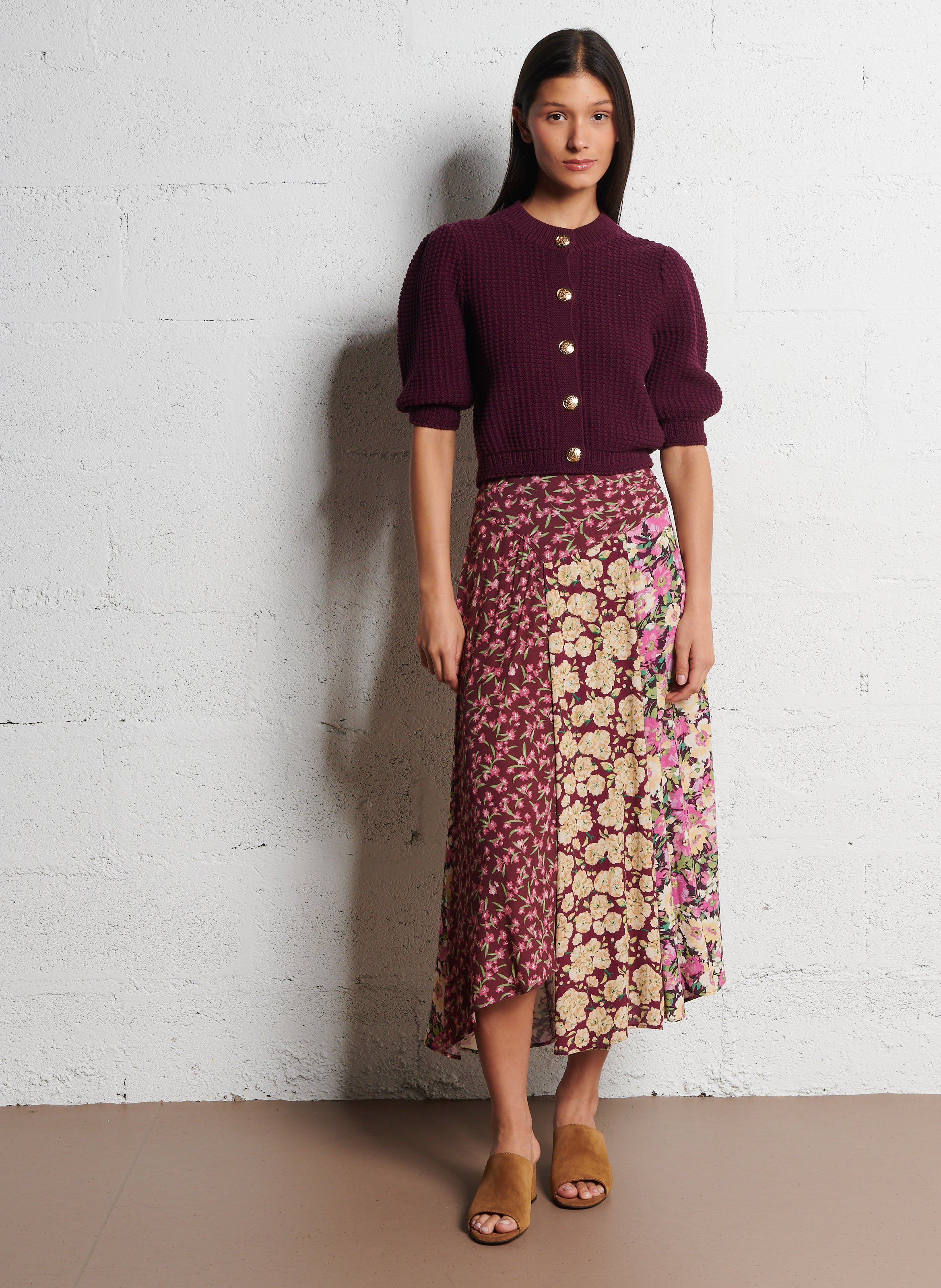 Gilet droit en coton mélangé BA&SH Prune