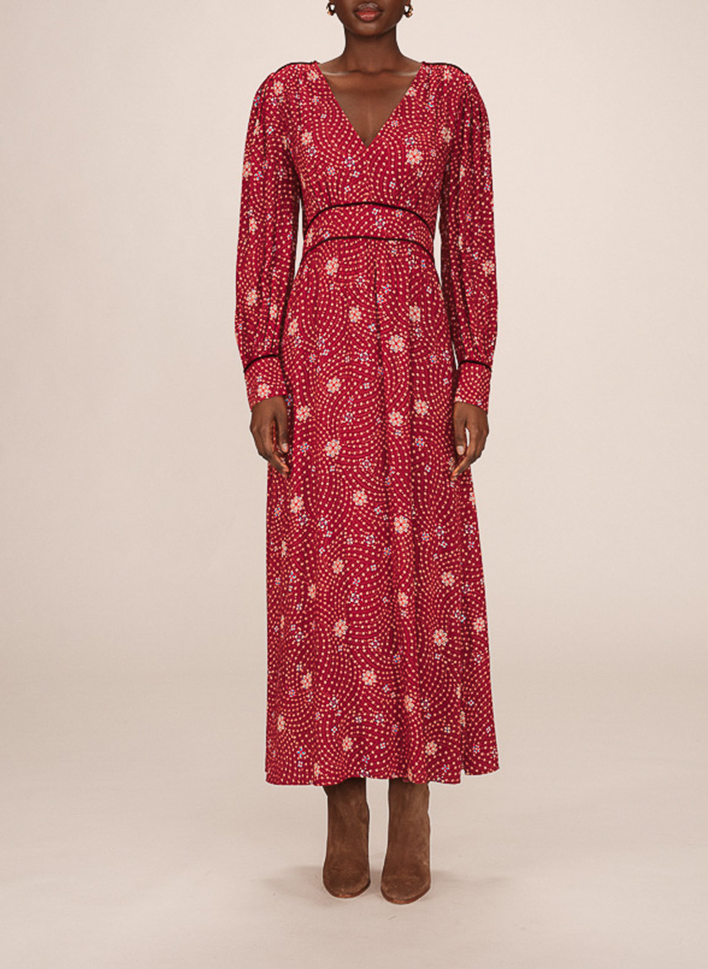 Long V-neck dress GRACE ET MILA Brown