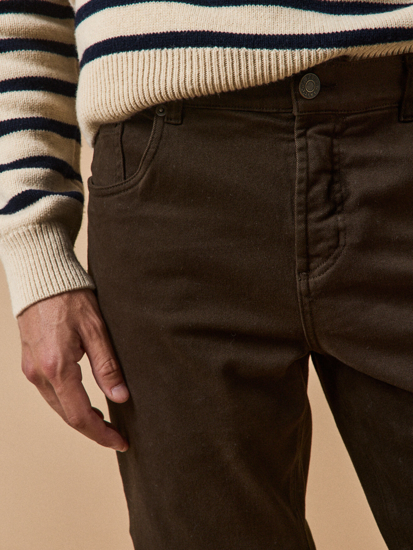 5-pocket straight pants CYRILLUS Brown