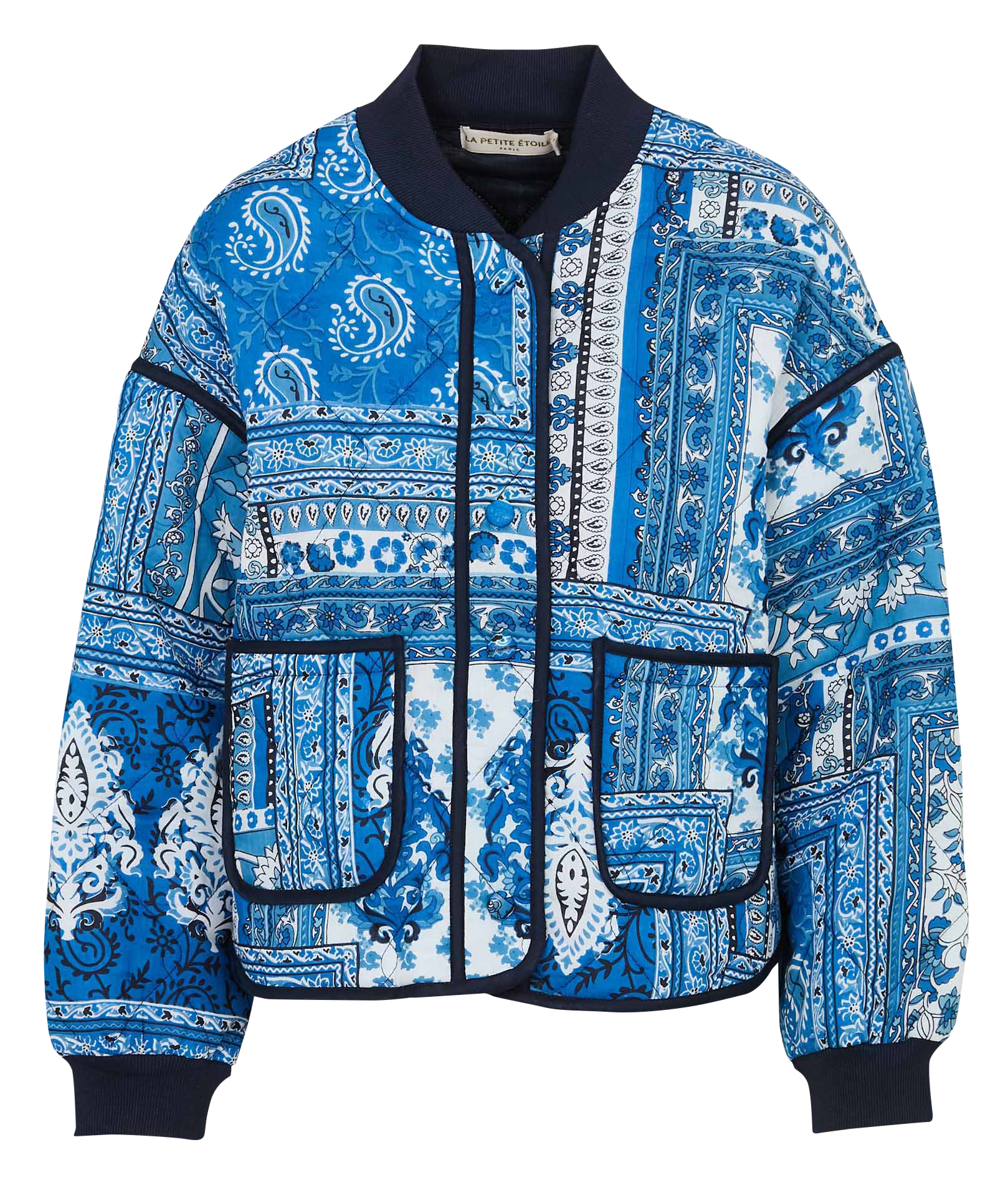 Rundhalsausschnitt bedruckte Baumwolljacke LA PETITE ETOILE Blau