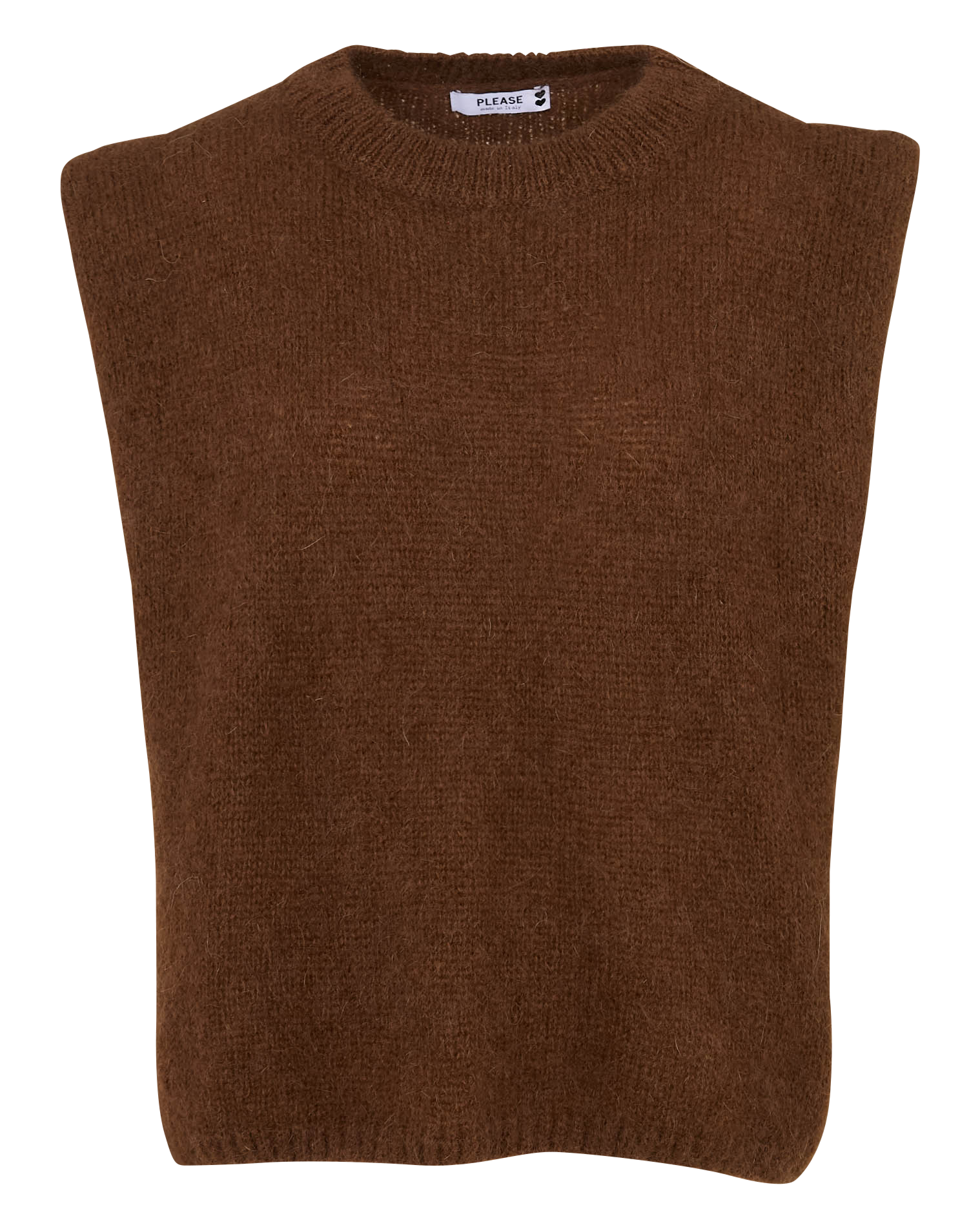 Pull col rond en laine mélangée PLEASE Marron