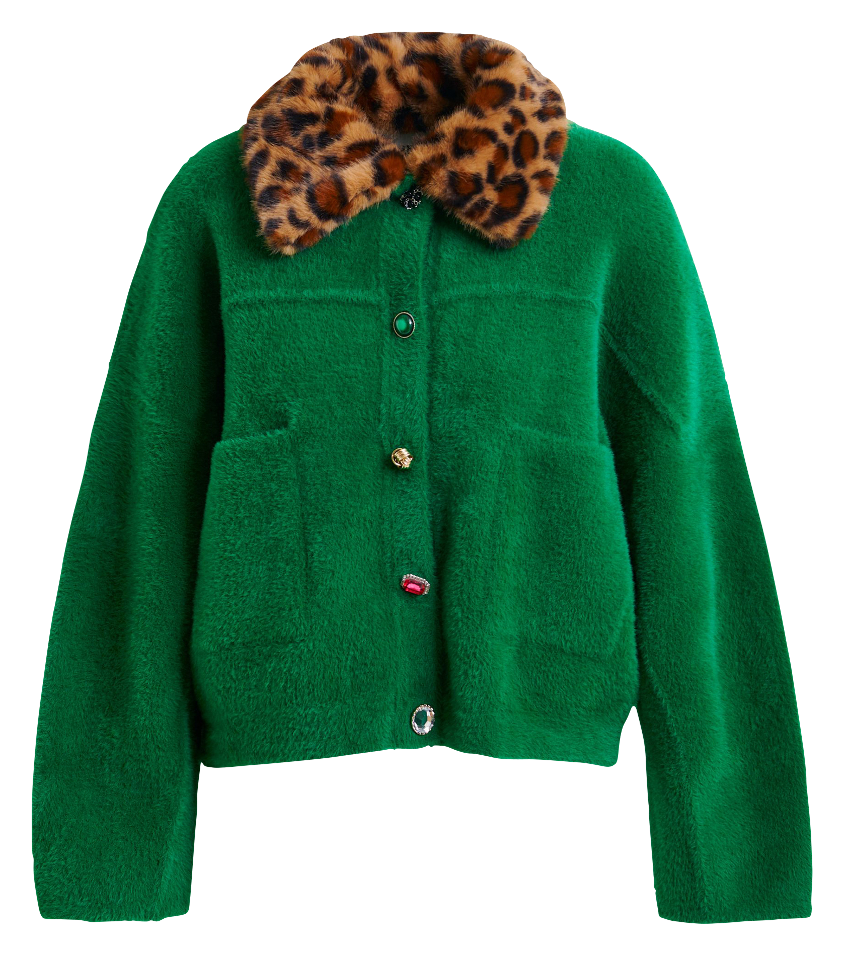 Cardigan ample à col fourrure amovible ESSENTIEL ANTWERP Vert