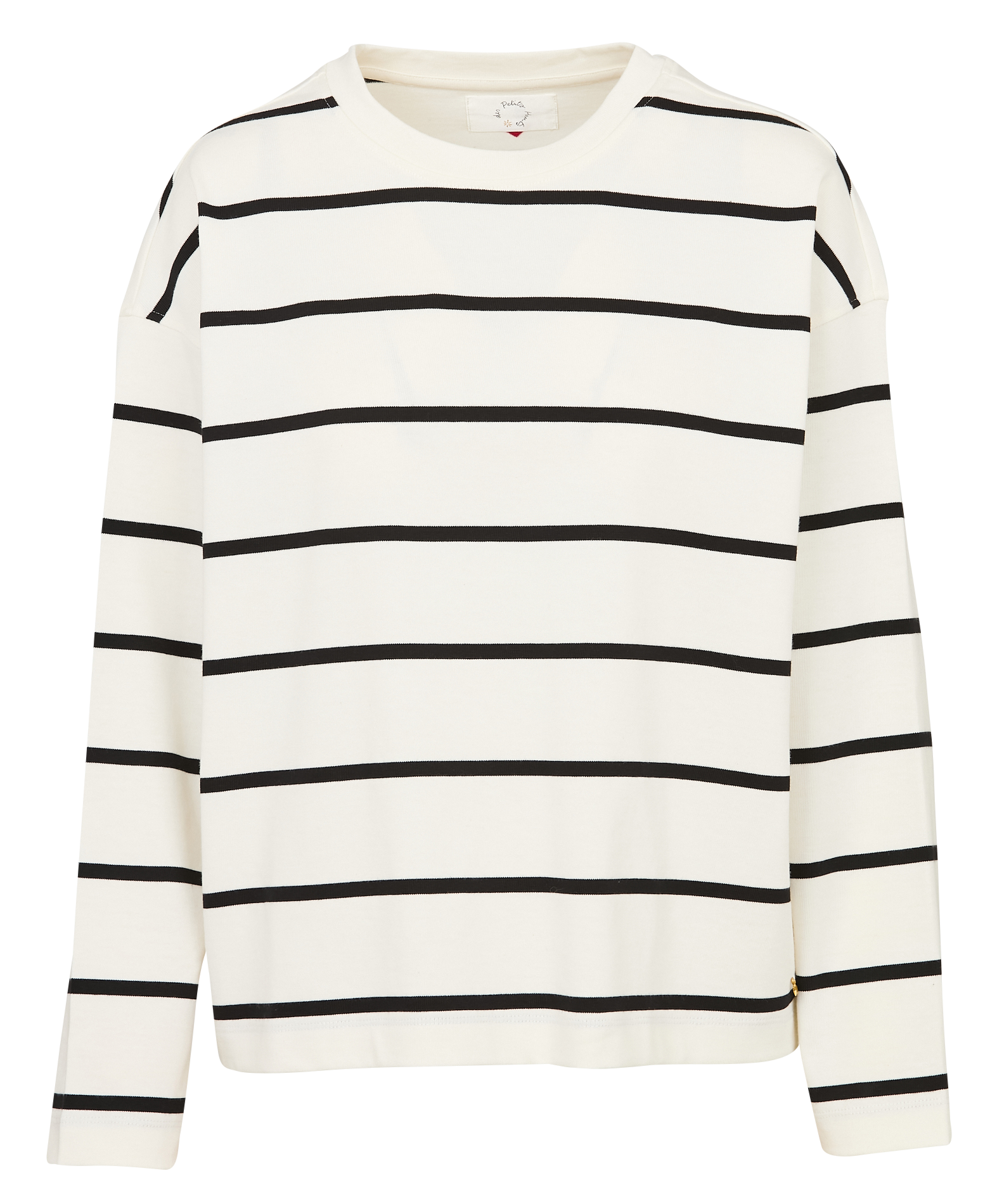 Round-neck striped cotton top DES PETITS HAUTS Beige