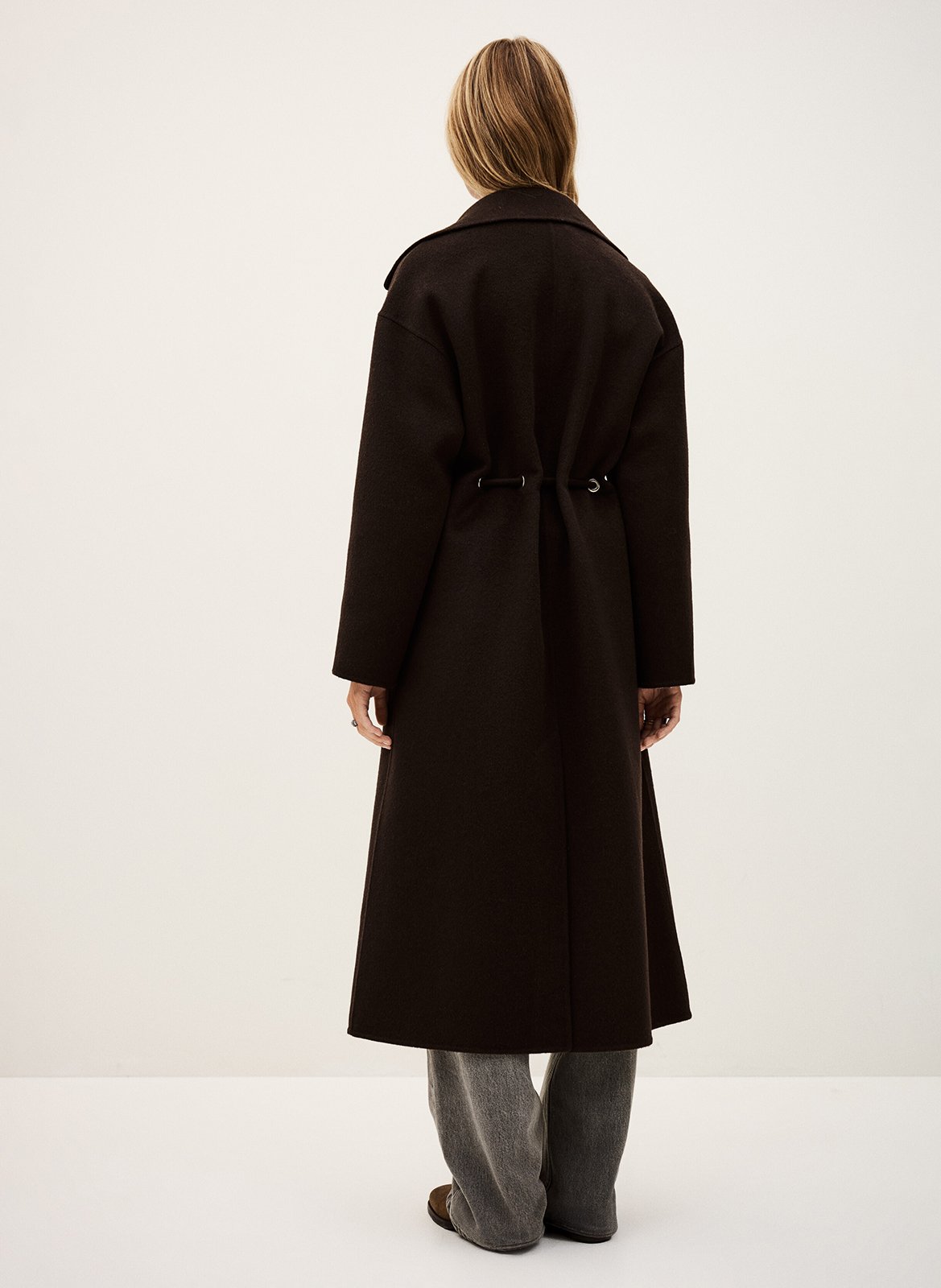 Lange jas van gemengde wol BA&SH Bruin