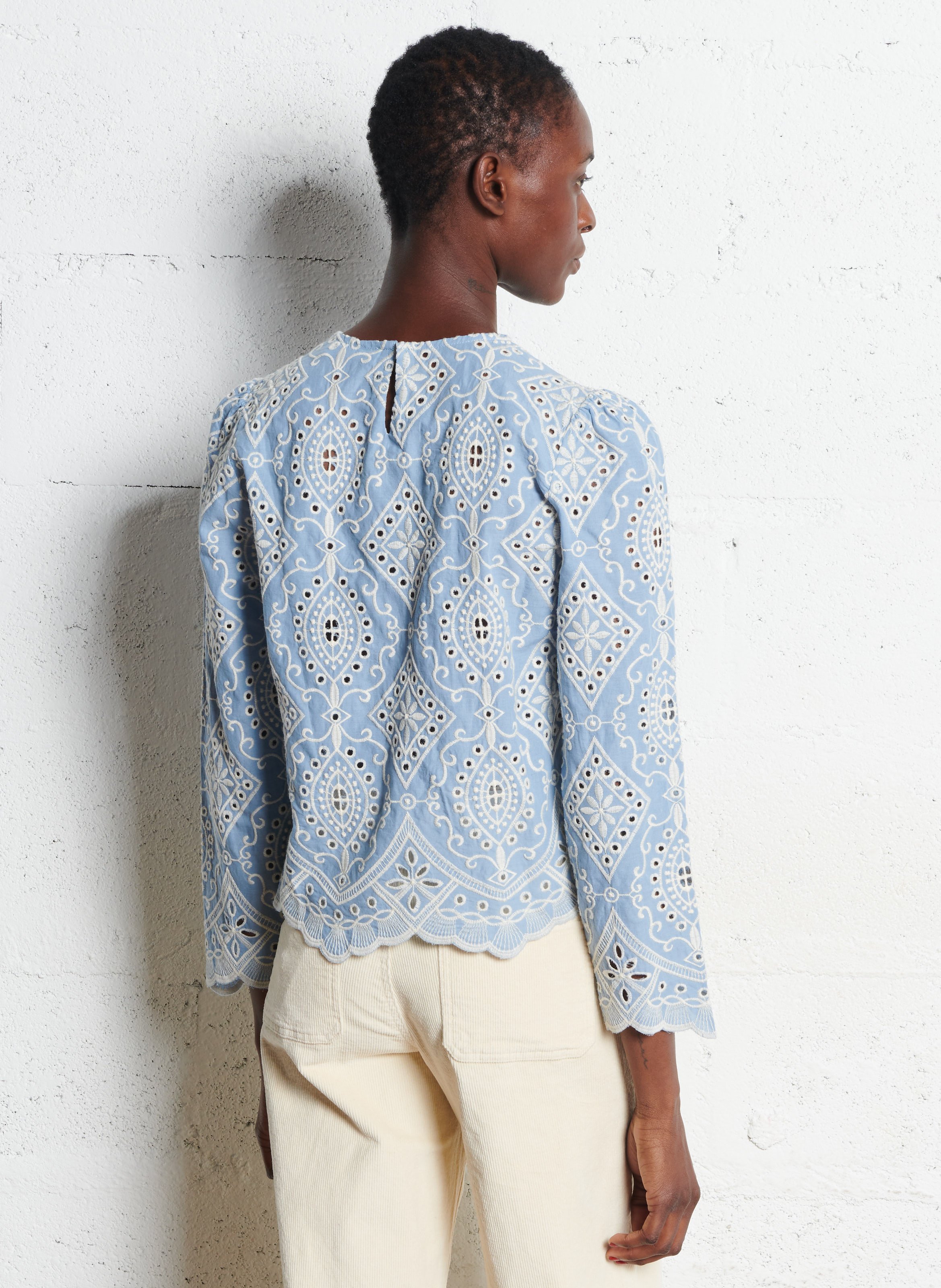 Blouse col rond en coton LA PETITE ETOILE Bleu